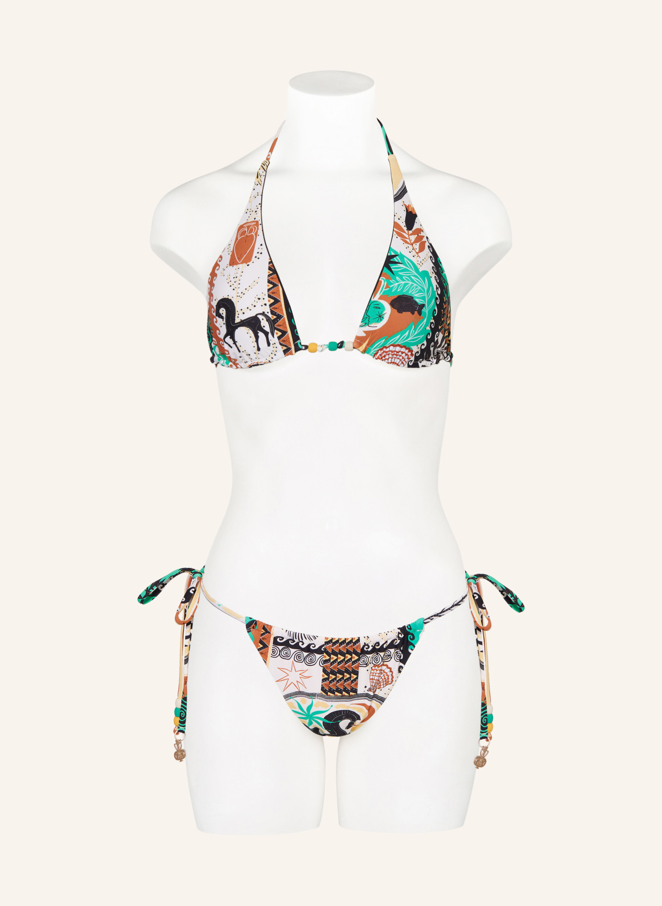 SEAFOLLY Triangle bikini top ATLANTIS, Color: ECRU/ BLACK/ BROWN (Image 2)