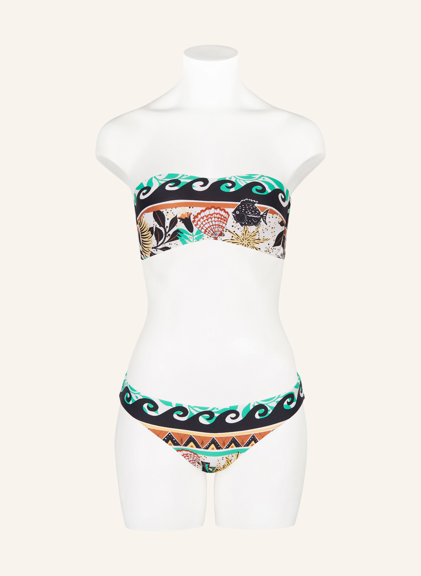 SEAFOLLY Bandeau bikini top ATLANTIS, Color: ECRU/ BLACK/ BROWN (Image 2)