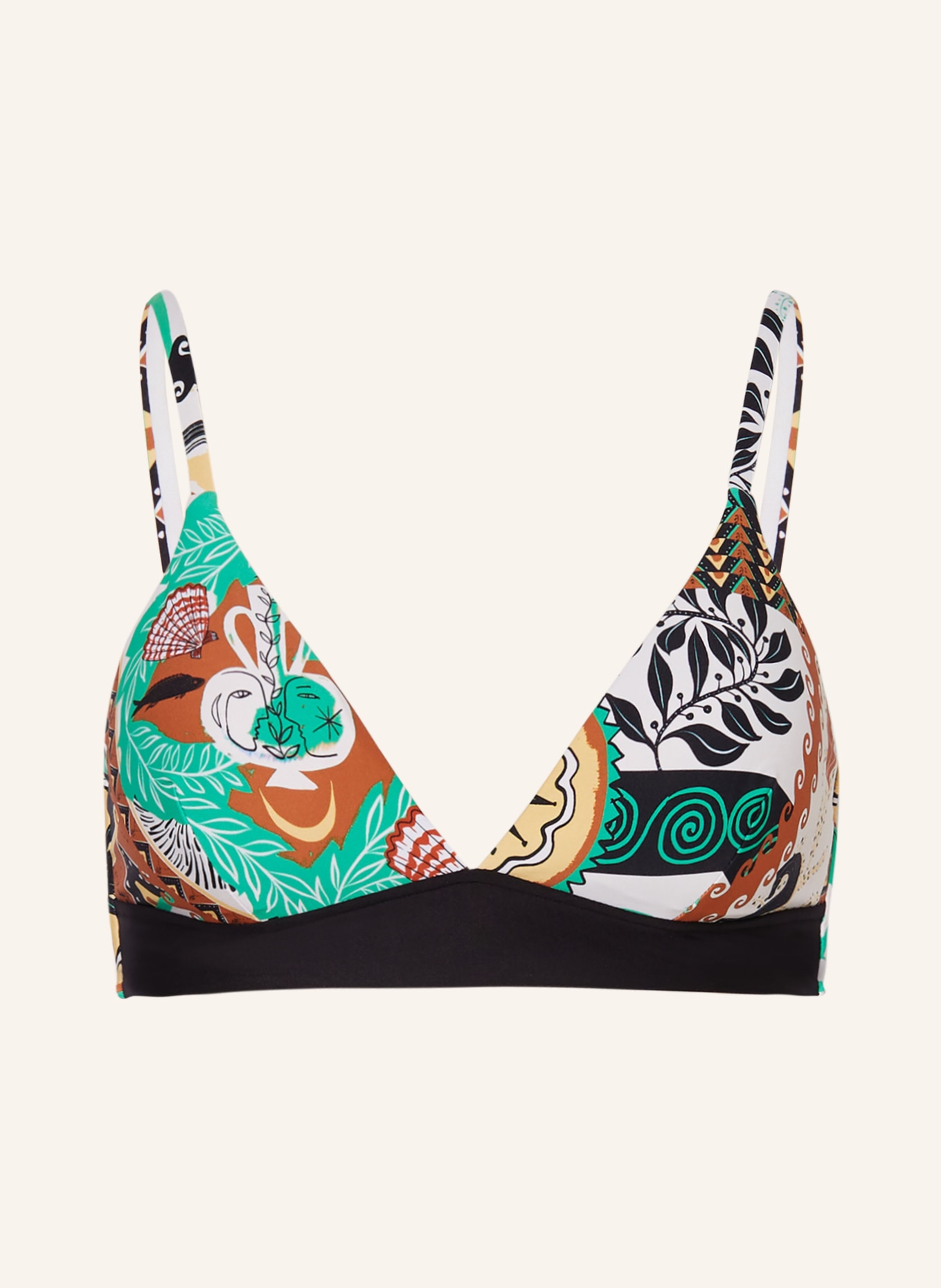 SEAFOLLY Bralette bikini top ATLANTIS, Color: ECRU/ GREEN/ BROWN (Image 1)