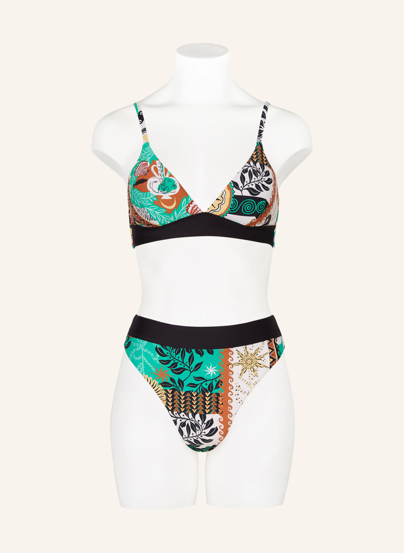 SEAFOLLY Bralette bikini top ATLANTIS, Color: ECRU/ GREEN/ BROWN (Image 2)