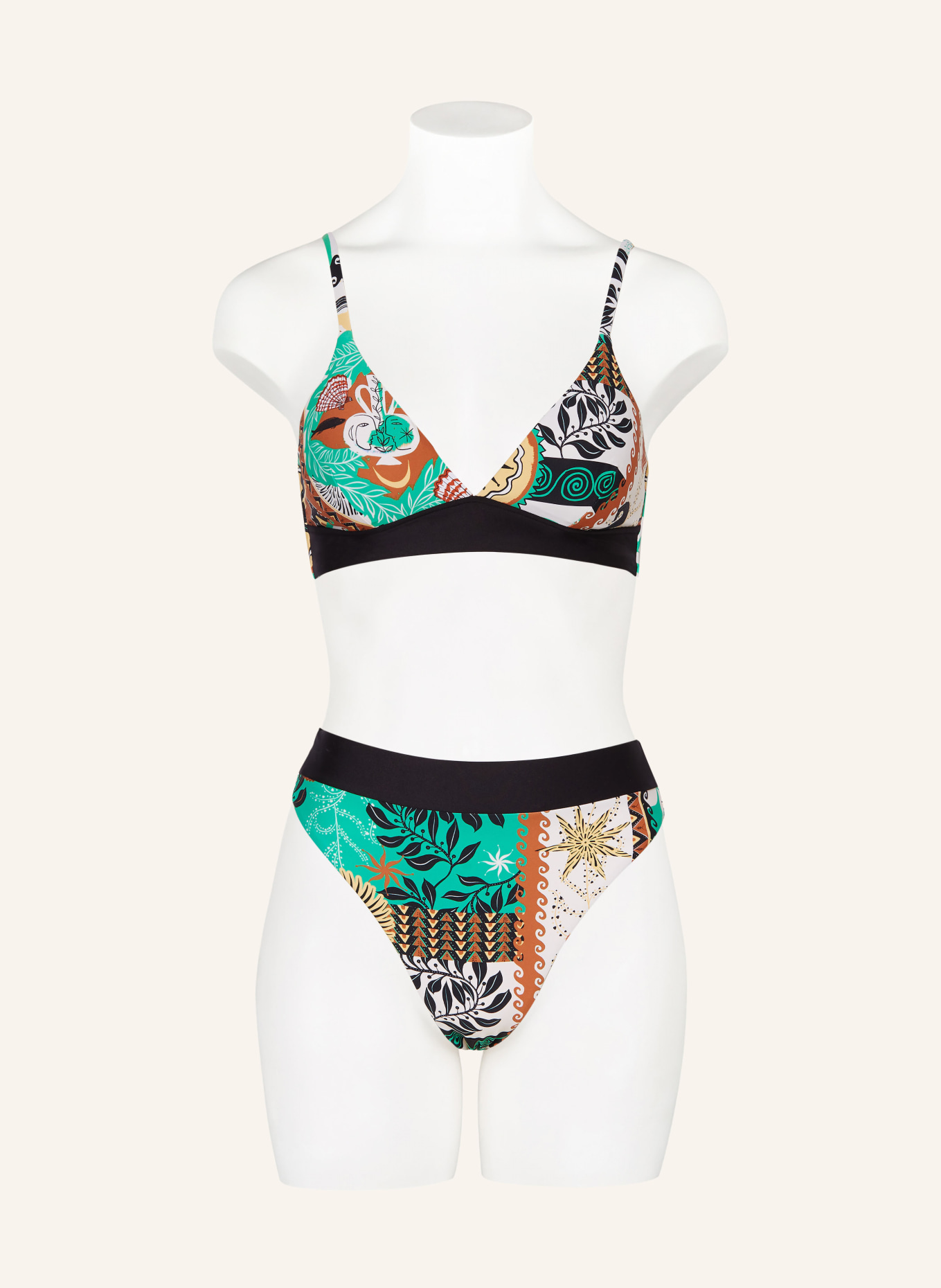 SEAFOLLY High-waist bikini bottoms ATLANTIS, Color: ECRU/ GREEN/ BROWN (Image 2)