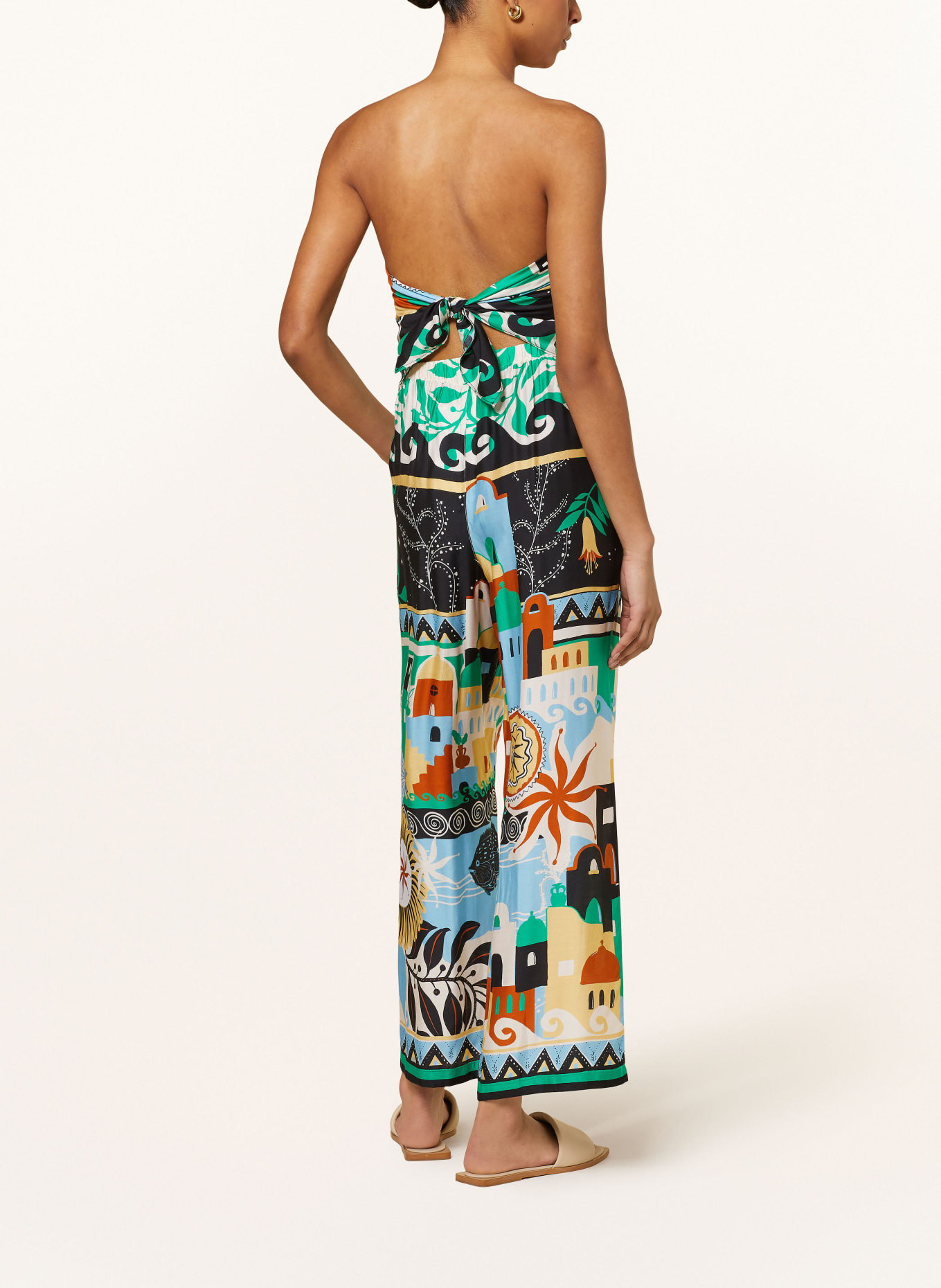 SEAFOLLY Wide leg trousers ATLANTIS with silk, Color: ECRU/ GREEN/ YELLOW (Image 3)
