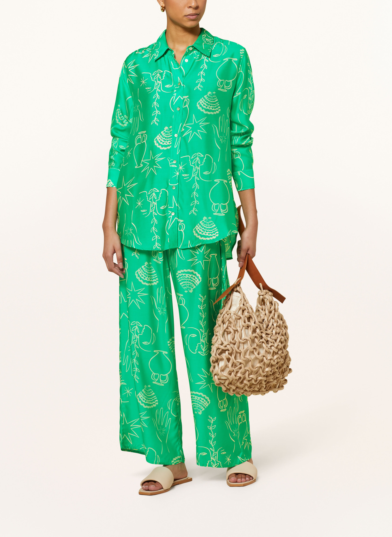 SEAFOLLY Shirt blouse ATLANTIS with silk, Color: GREEN/ LIGHT YELLOW (Image 2)