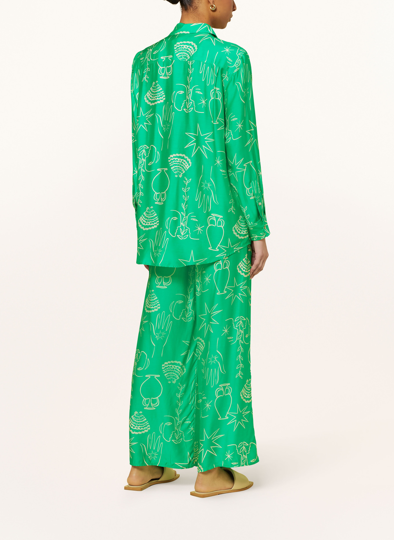 SEAFOLLY Shirt blouse ATLANTIS with silk, Color: GREEN/ LIGHT YELLOW (Image 3)