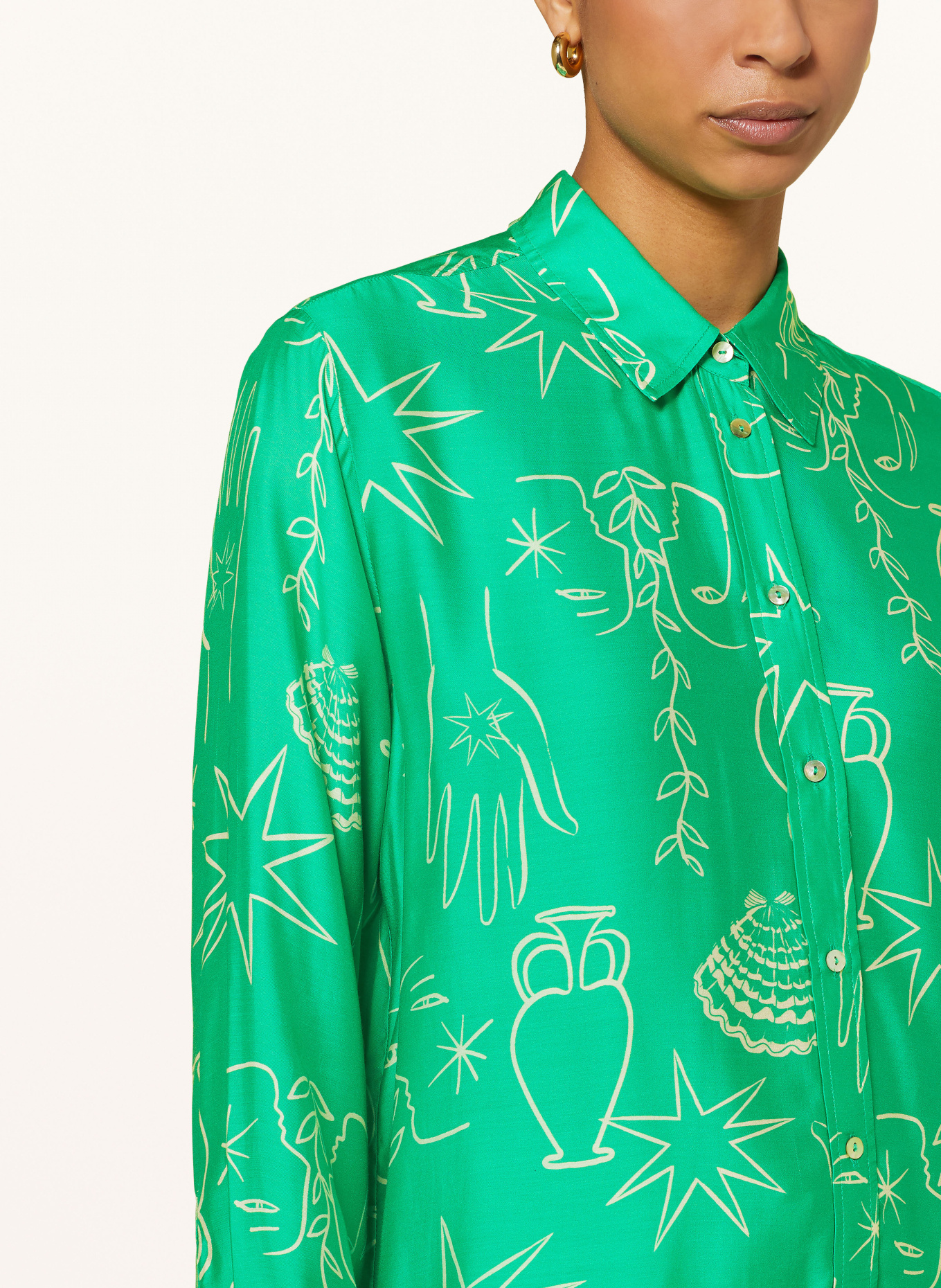 SEAFOLLY Shirt blouse ATLANTIS with silk, Color: GREEN/ LIGHT YELLOW (Image 4)