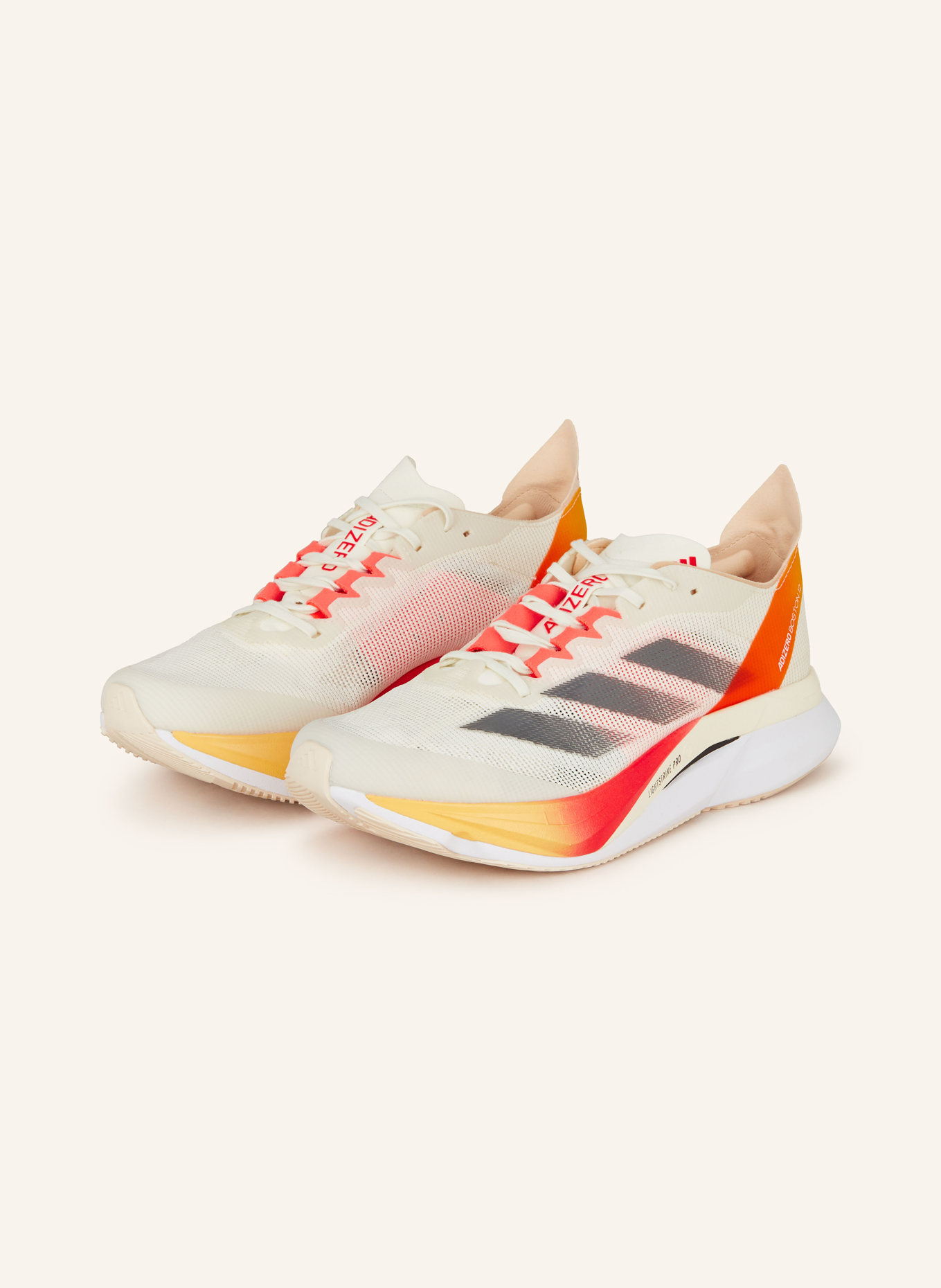 adidas Running shoes ADIZERO BOSTON 12, Color: ECRU/ NEON ORANGE/ DARK GRAY (Image 1)