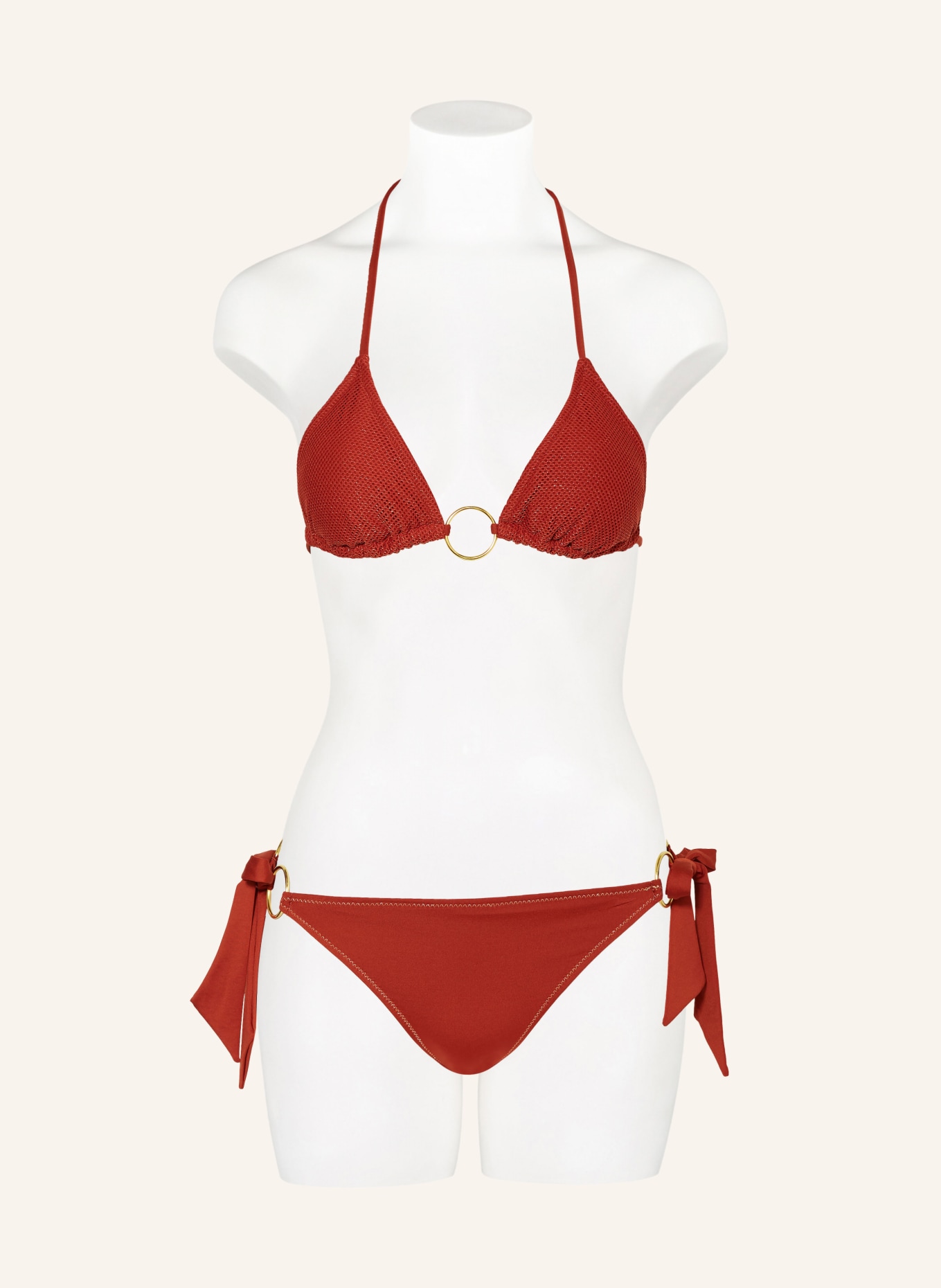 BANANA MOON COUTURE Triangle bikini top with glitter thread, Color: DARK ORANGE (Image 2)