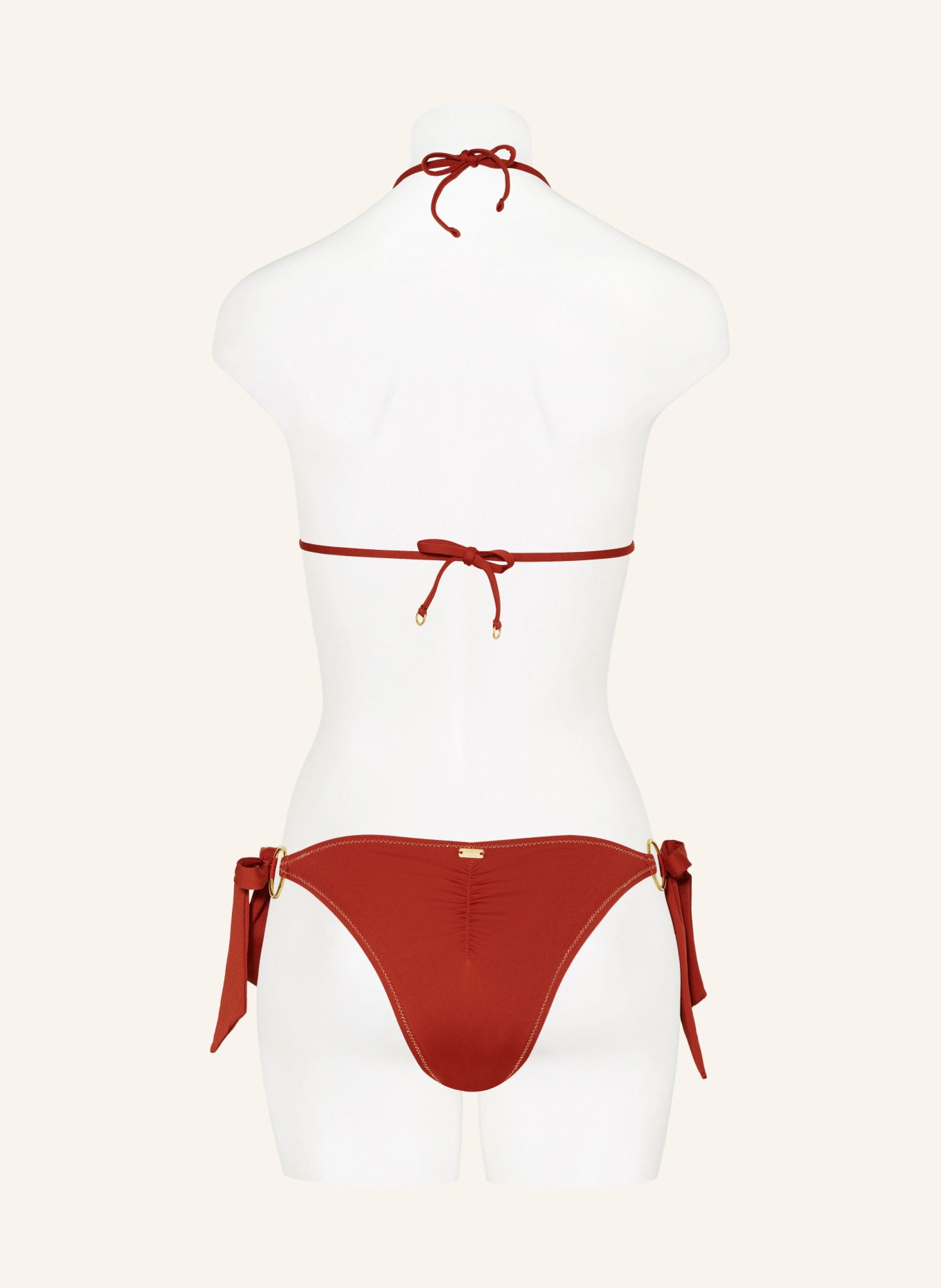 BANANA MOON COUTURE Triangle bikini top with glitter thread, Color: DARK ORANGE (Image 3)