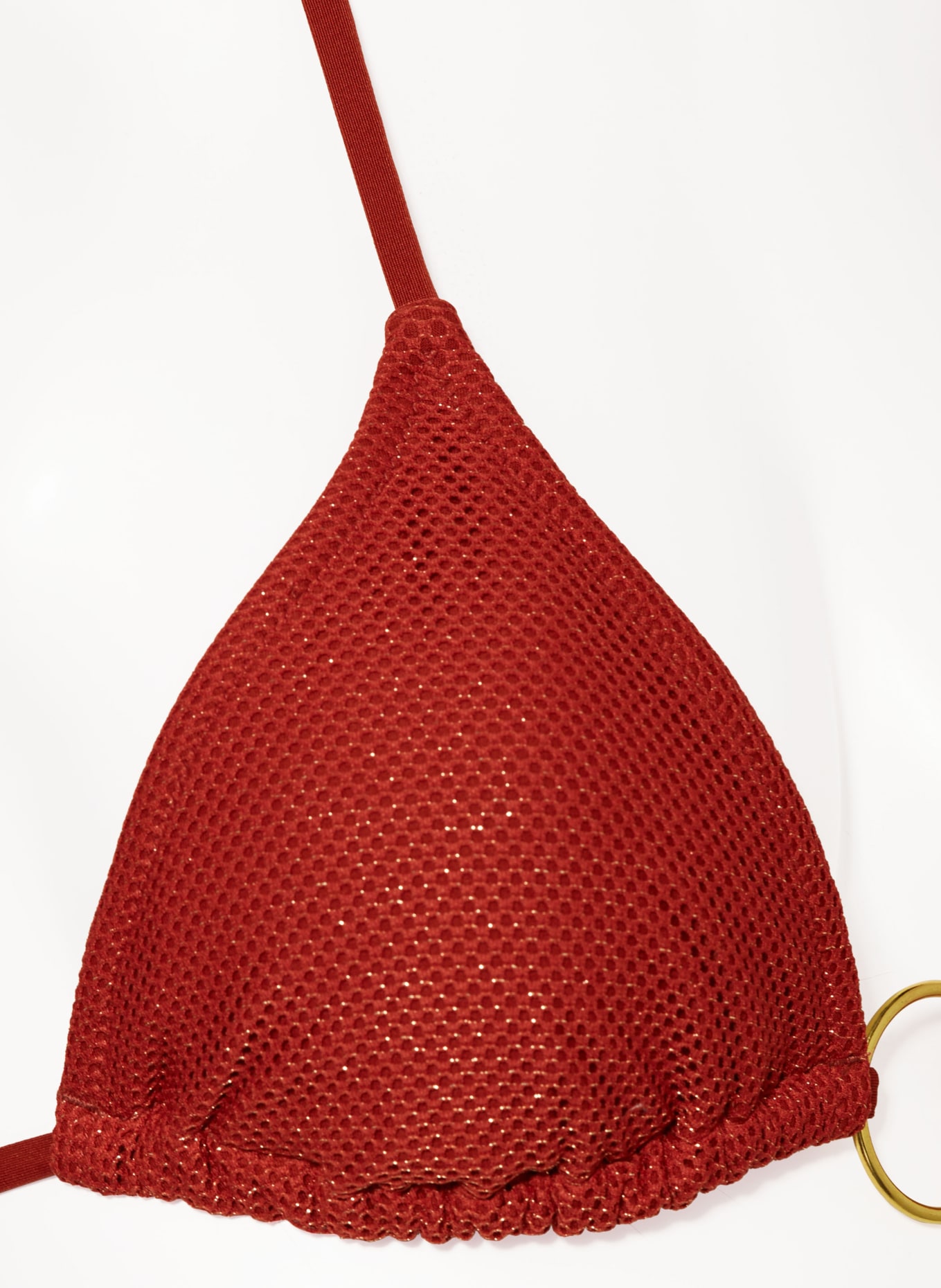 BANANA MOON COUTURE Triangle bikini top with glitter thread, Color: DARK ORANGE (Image 4)