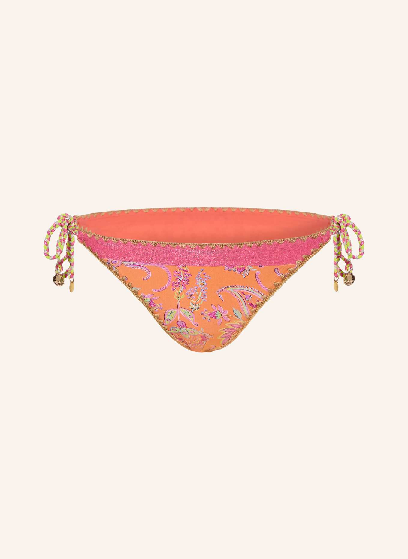 BANANA MOON COUTURE Triangle bikini bottoms BLIKA ADORNO, Color: ORANGE/ PINK (Image 1)