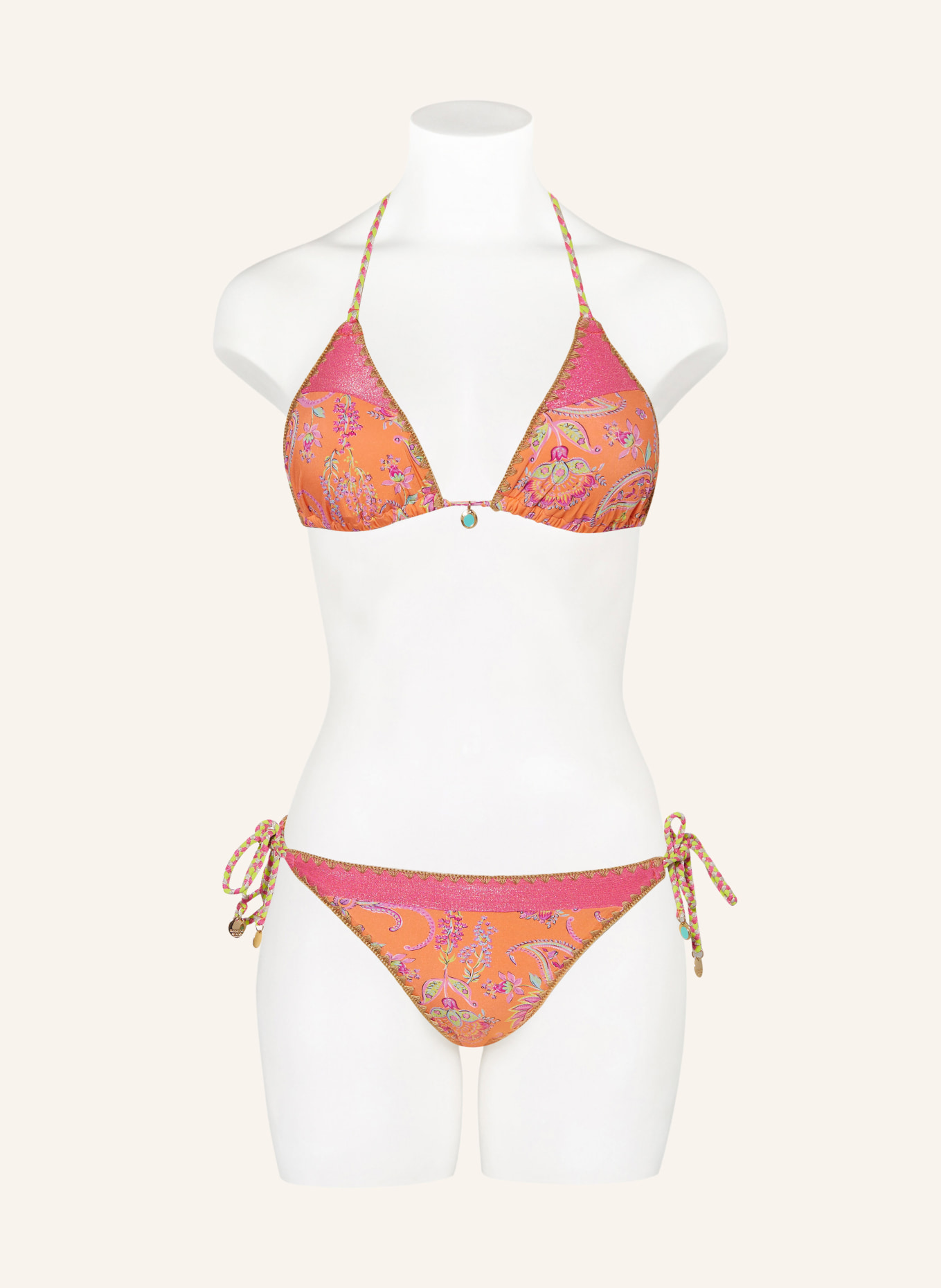 BANANA MOON COUTURE Triangle bikini bottoms BLIKA ADORNO, Color: ORANGE/ PINK (Image 2)