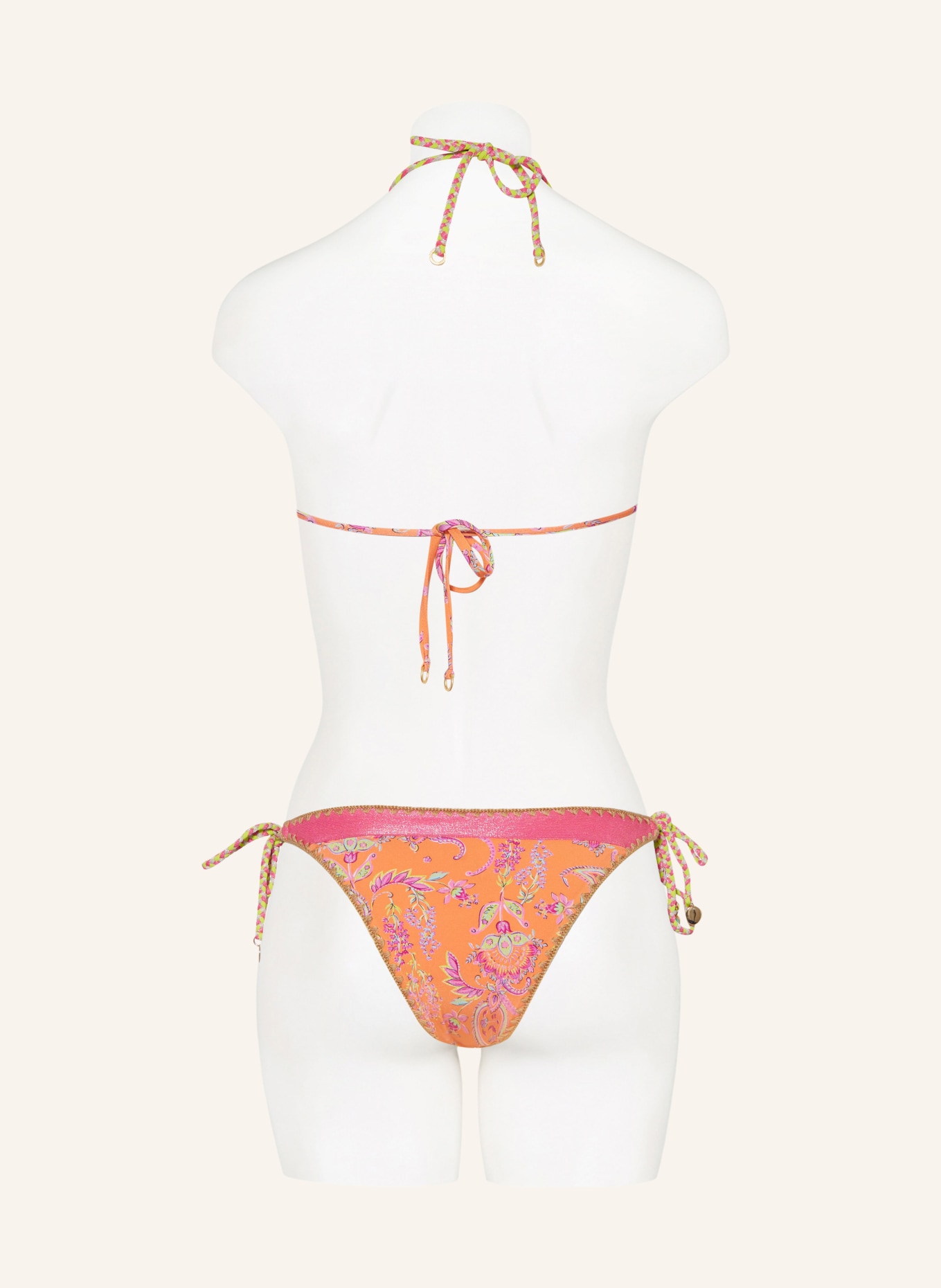 BANANA MOON COUTURE Triangle bikini bottoms BLIKA ADORNO, Color: ORANGE/ PINK (Image 3)
