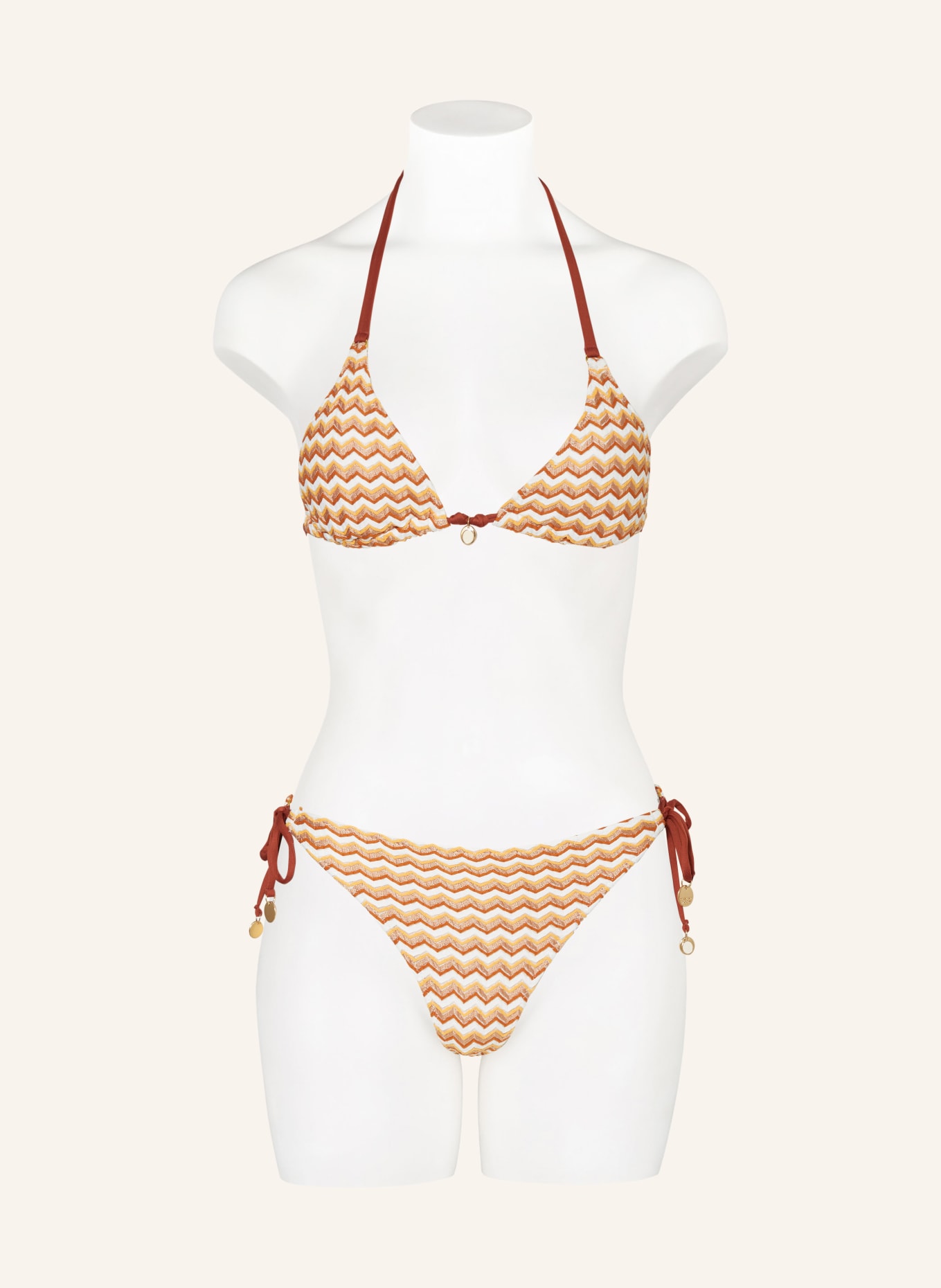 BANANA MOON COUTURE Triangle bikini LUATAKA ITAPOA, Color: BROWN/ WHITE/ LIGHT ORANGE (Image 2)