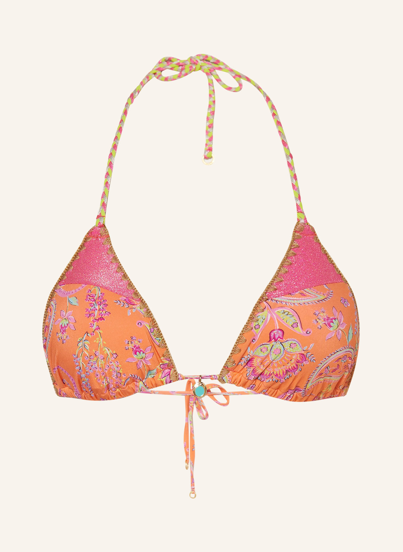 BANANA MOON COUTURE Triangle bikini top BOSCO ADORNO, Color: ORANGE/ PINK (Image 1)