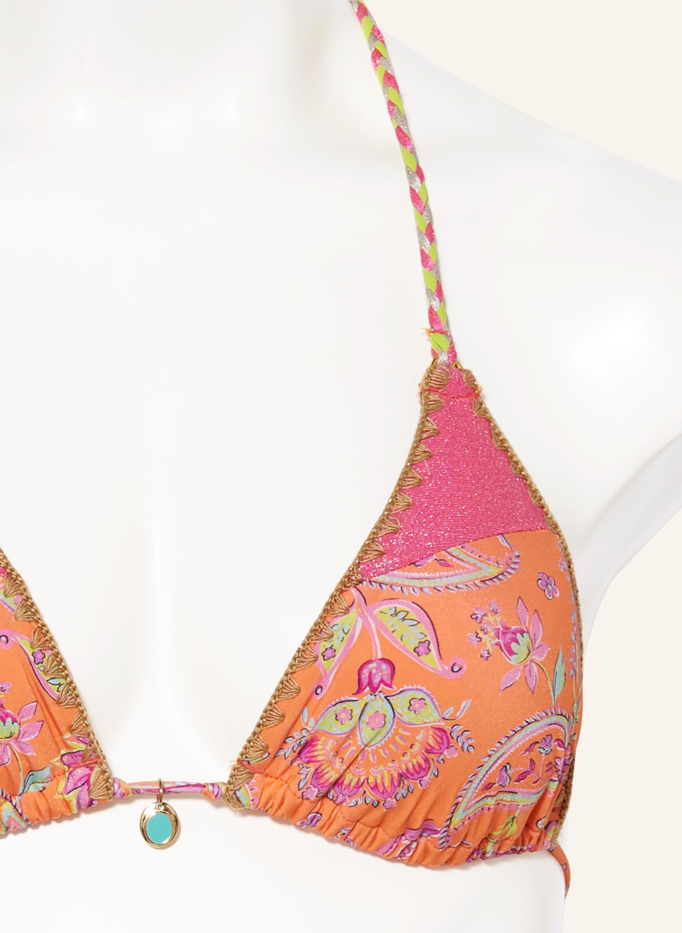 BANANA MOON COUTURE Triangle bikini top BOSCO ADORNO, Color: ORANGE/ PINK (Image 4)