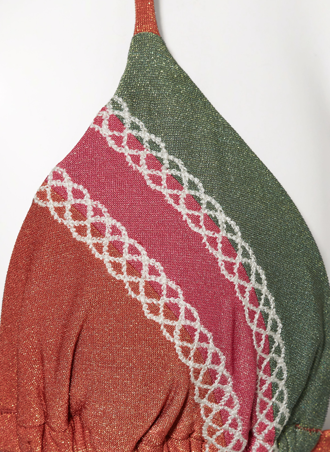 BANANA MOON Triangle bikini KAONUNA MIXGLITTER with glitter thread, Color: DARK ORANGE/ GREEN/ PINK (Image 4)