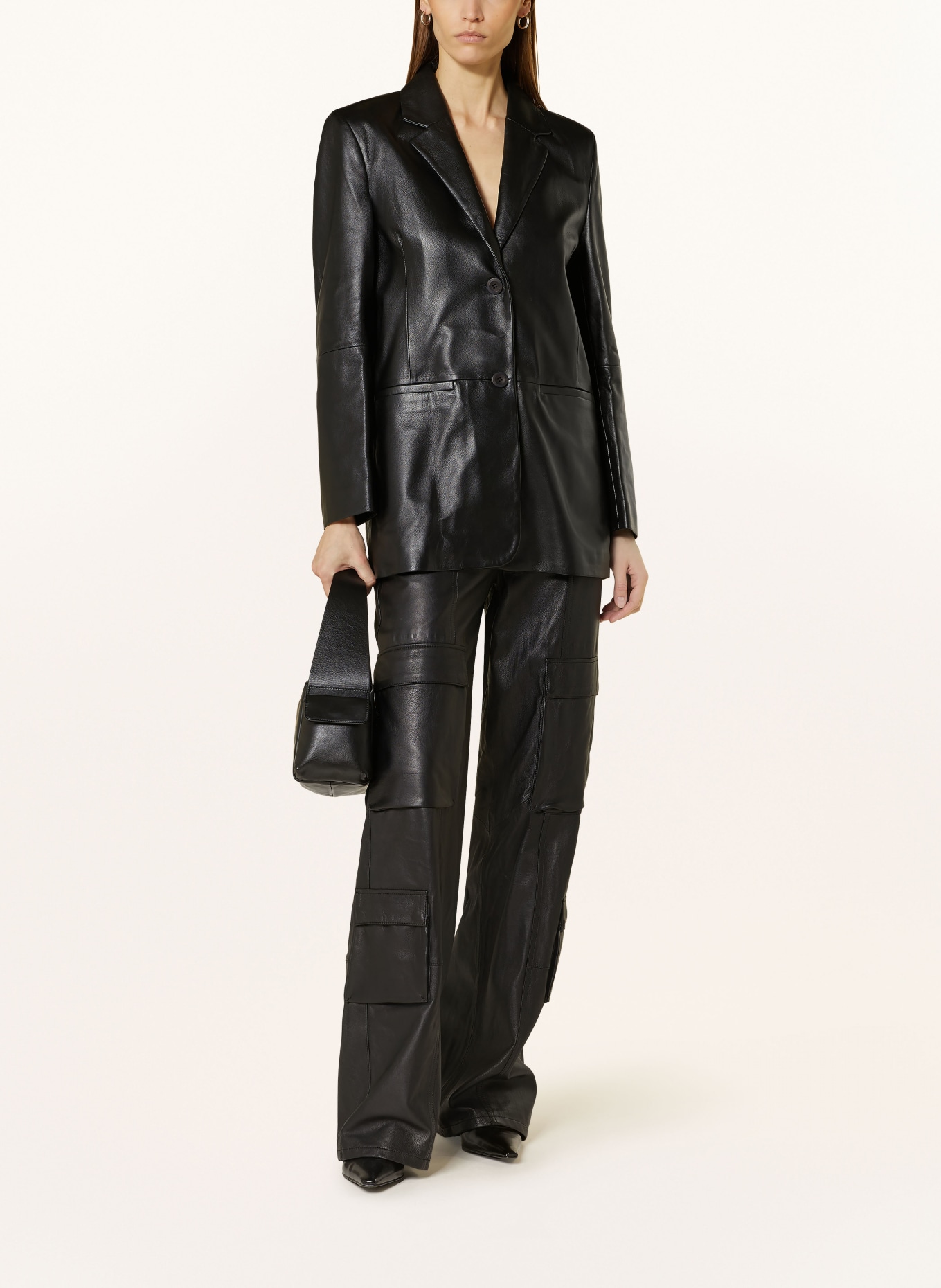 STUDIO AR Leather blazer NOELIA, Color: BLACK (Image 2)