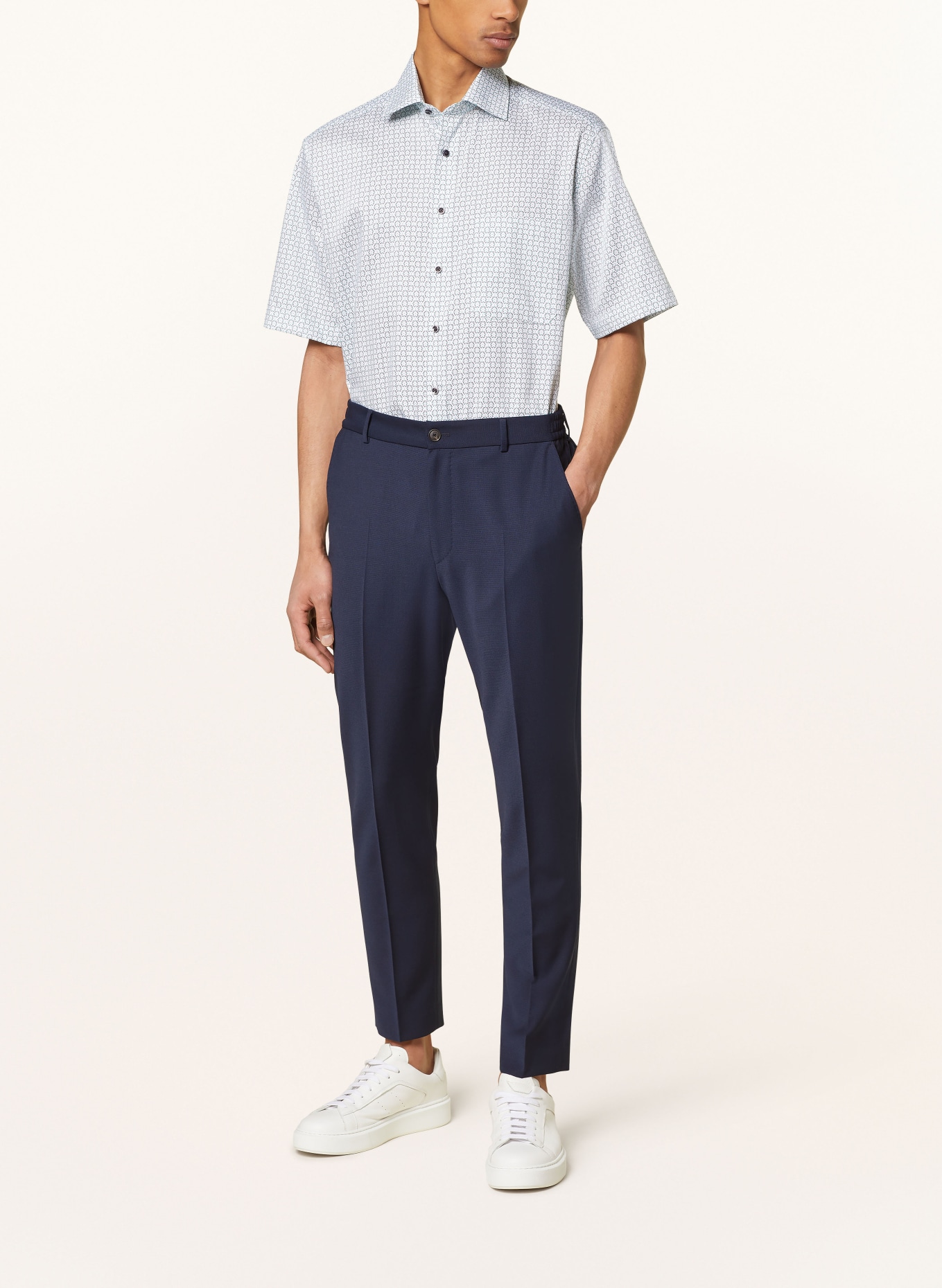 ETERNA Short sleeve shirt comfort fit, Color: WHITE/ TEAL/ BLUE (Image 2)
