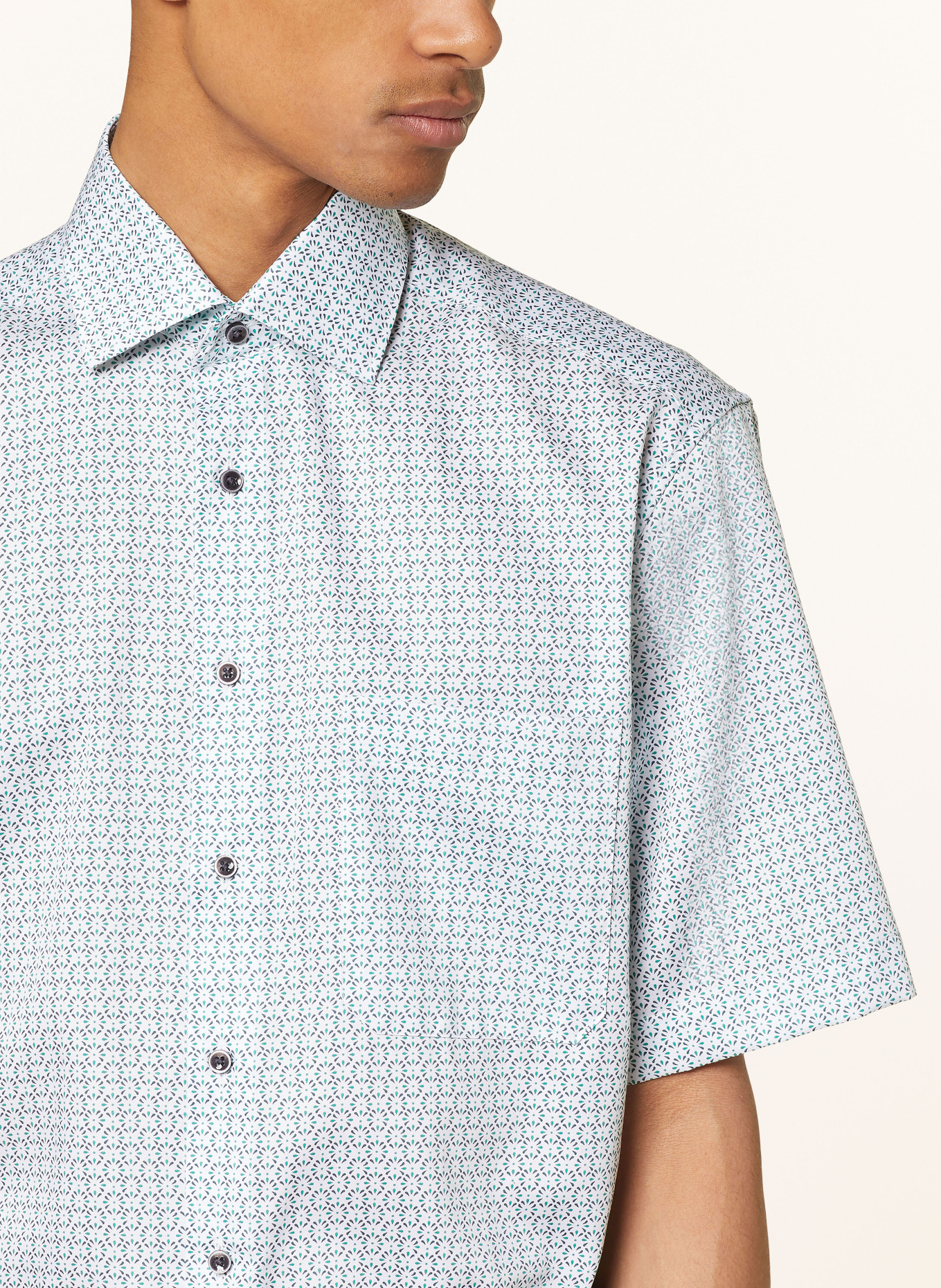 ETERNA Short sleeve shirt comfort fit, Color: WHITE/ TEAL/ BLUE (Image 4)