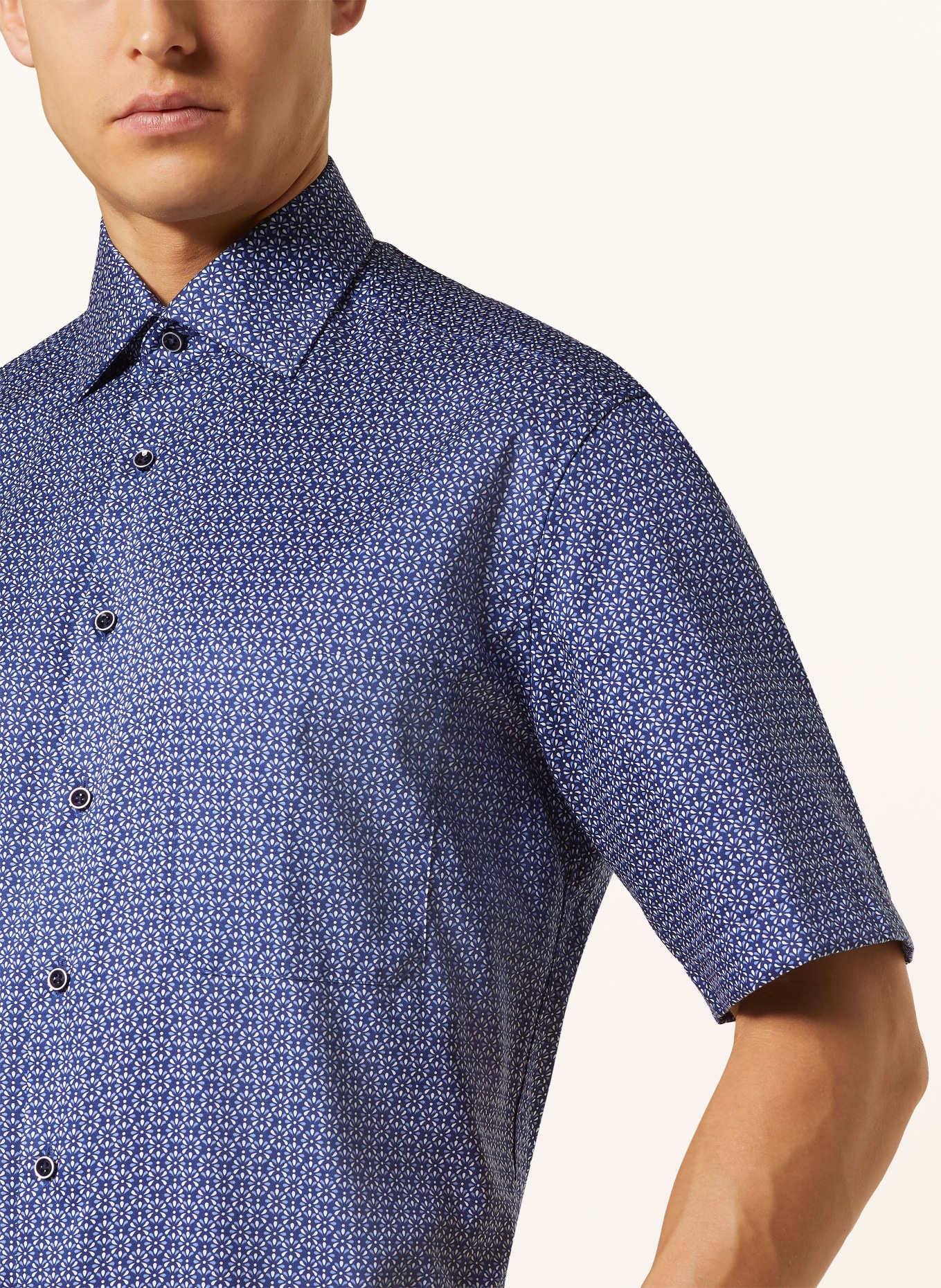 ETERNA Short sleeve shirt comfort fit, Color: DARK BLUE/ WHITE/ LIGHT BLUE (Image 4)
