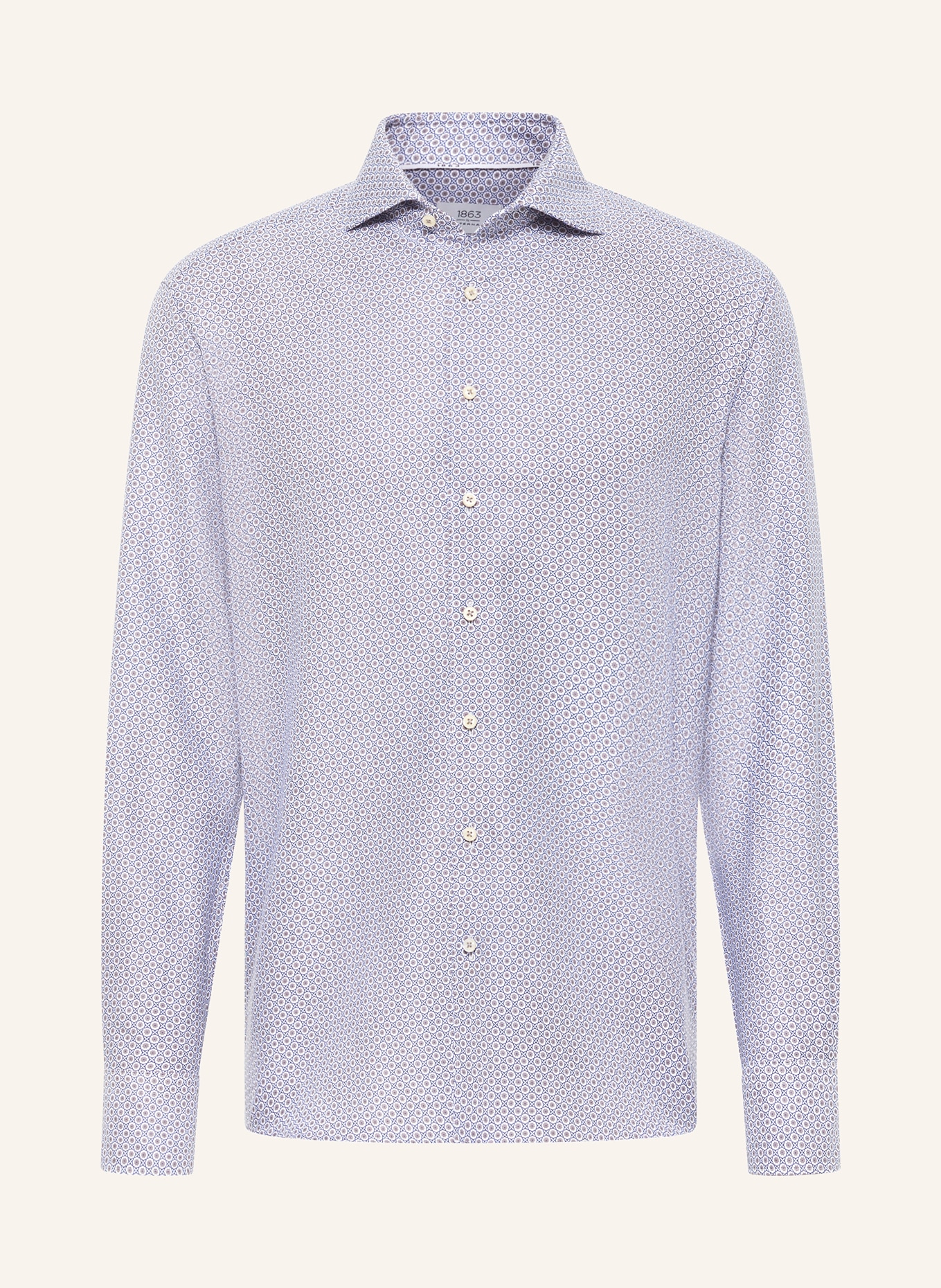 ETERNA 1863 Shirt modern fit with linen, Color: DARK BLUE/ WHITE/ KHAKI (Image 1)