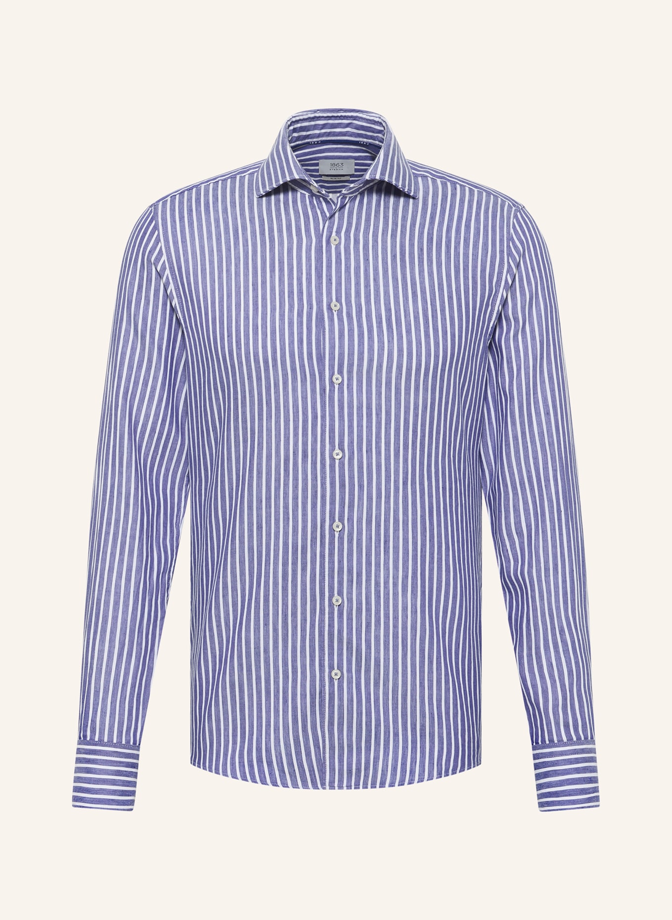 ETERNA 1863 Shirt slim fit with linen, Color: DARK BLUE/ WHITE (Image 1)