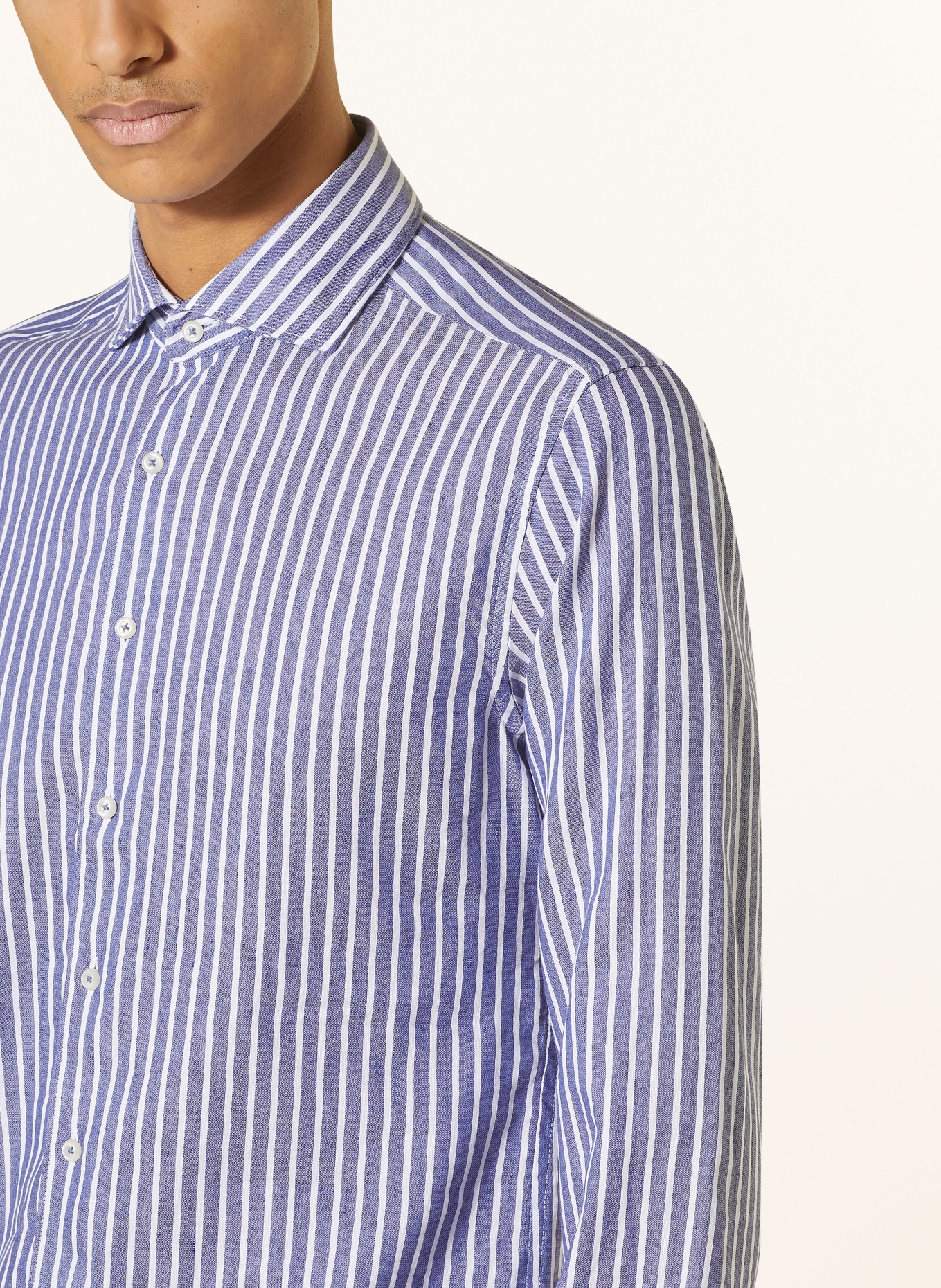ETERNA 1863 Shirt slim fit with linen, Color: DARK BLUE/ WHITE (Image 4)
