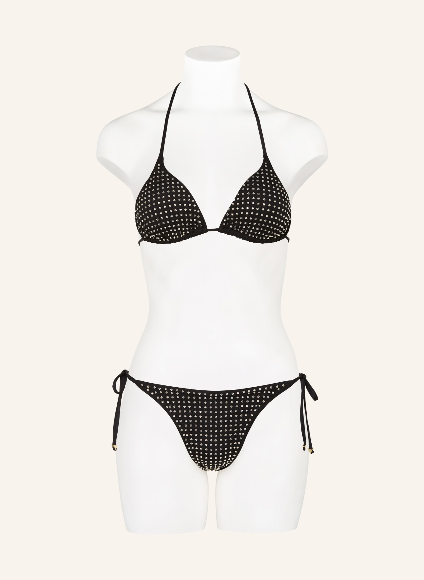 GUESS Triangle bikini bottoms with decorative gems, Color: BLACK (Image 2)