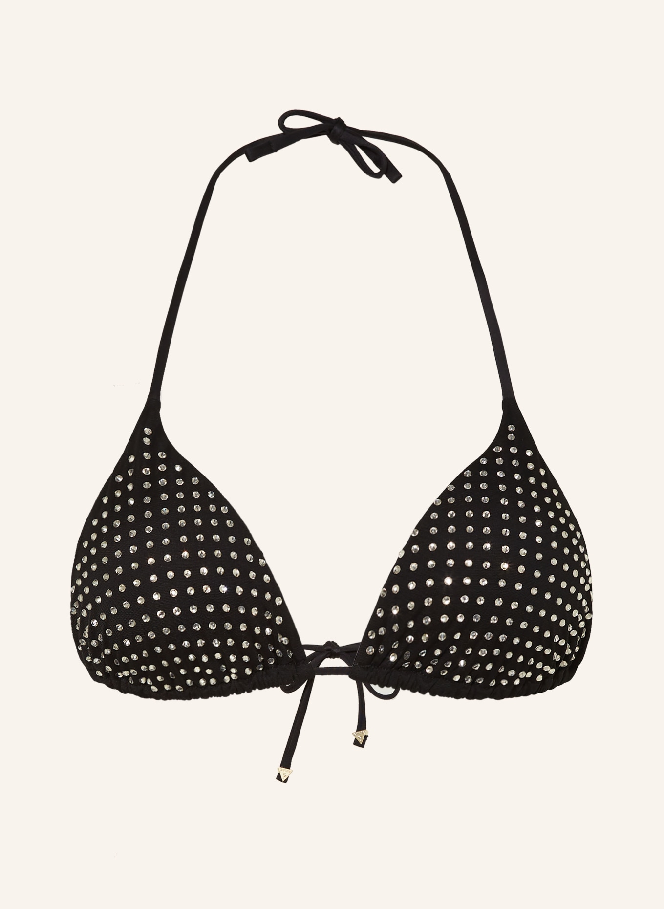 GUESS Triangle bikini top with decorative gems, Color: BLACK (Image 1)