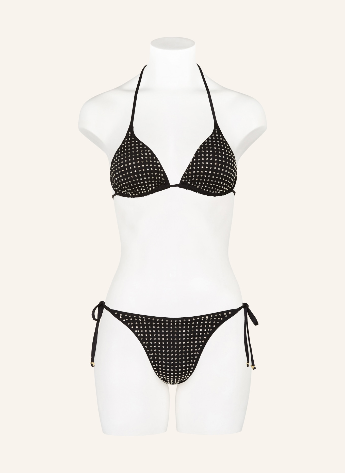 GUESS Triangle bikini top with decorative gems, Color: BLACK (Image 2)