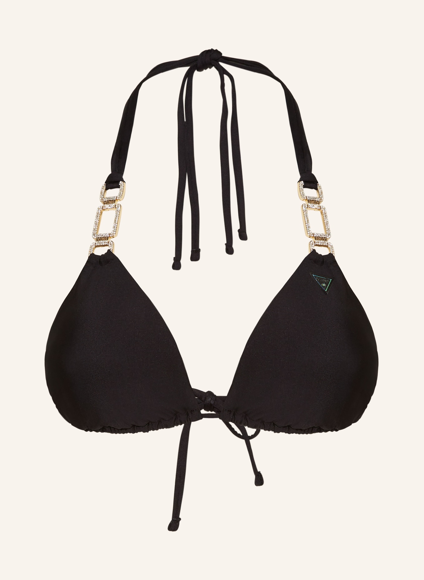 GUESS Triangle bikini top with decorative gems, Color: BLACK (Image 1)