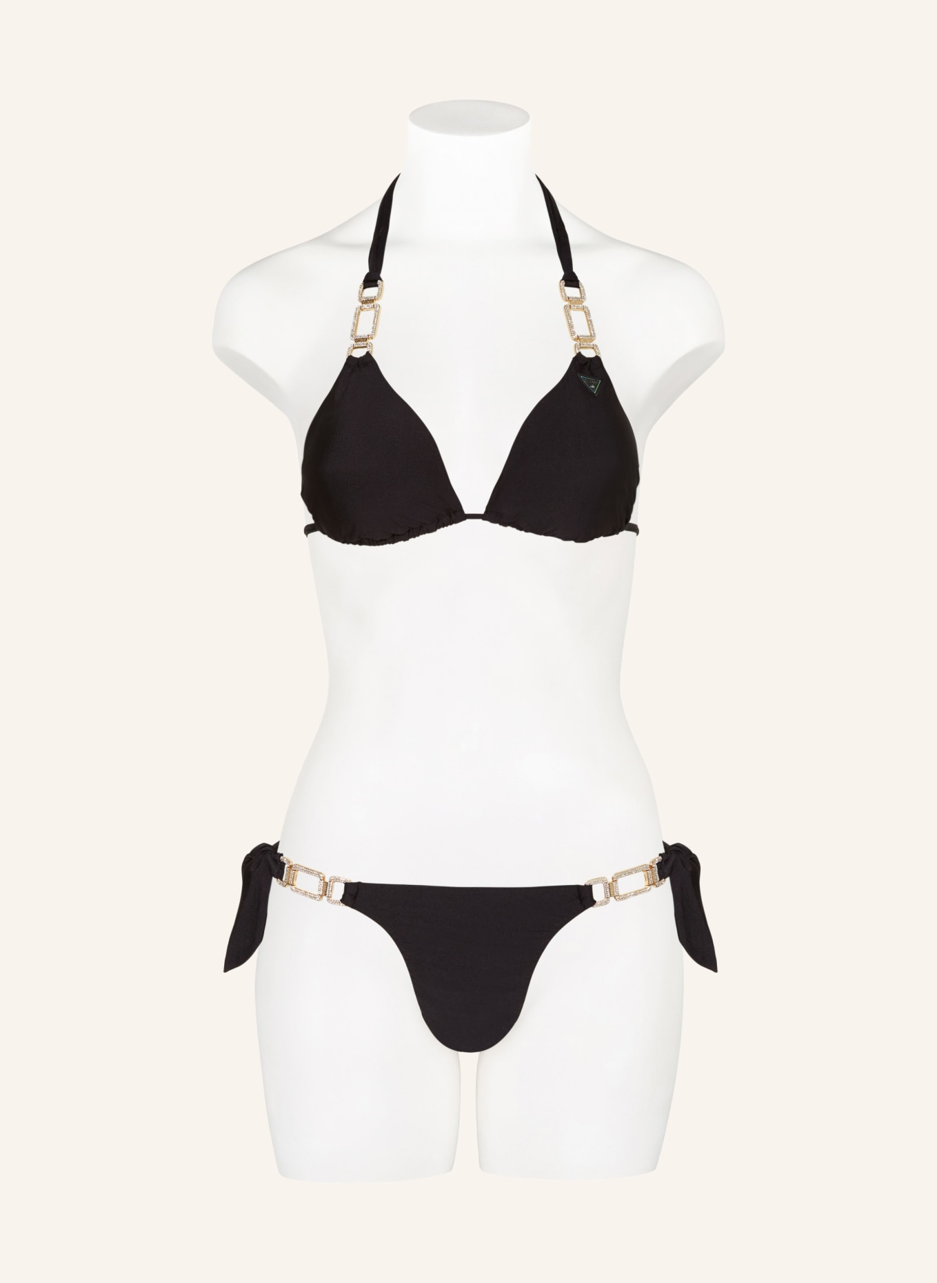 GUESS Triangle bikini top with decorative gems, Color: BLACK (Image 2)