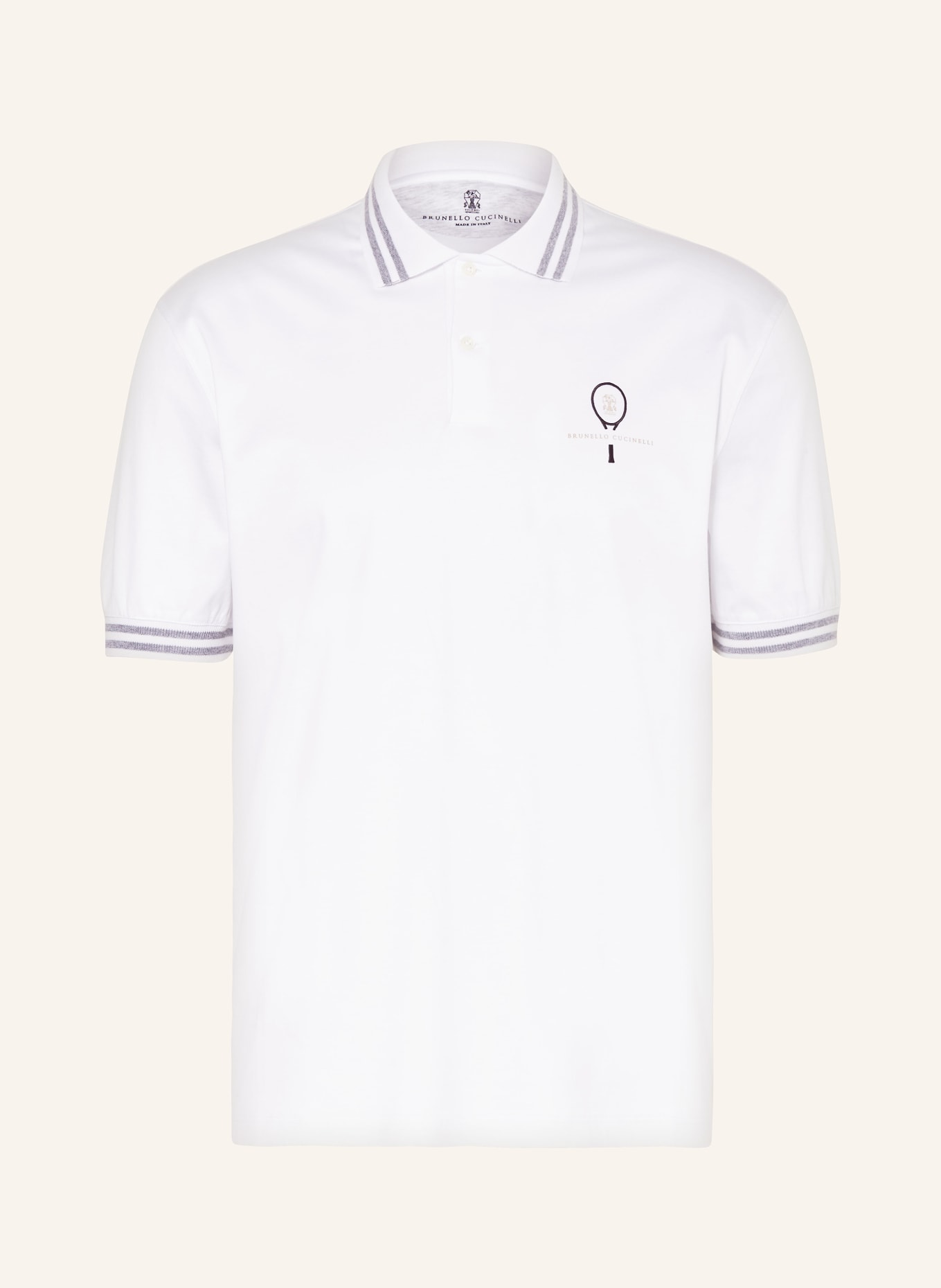 BRUNELLO CUCINELLI Jersey-Poloshirt, Farbe: WEISS (Bild 1)