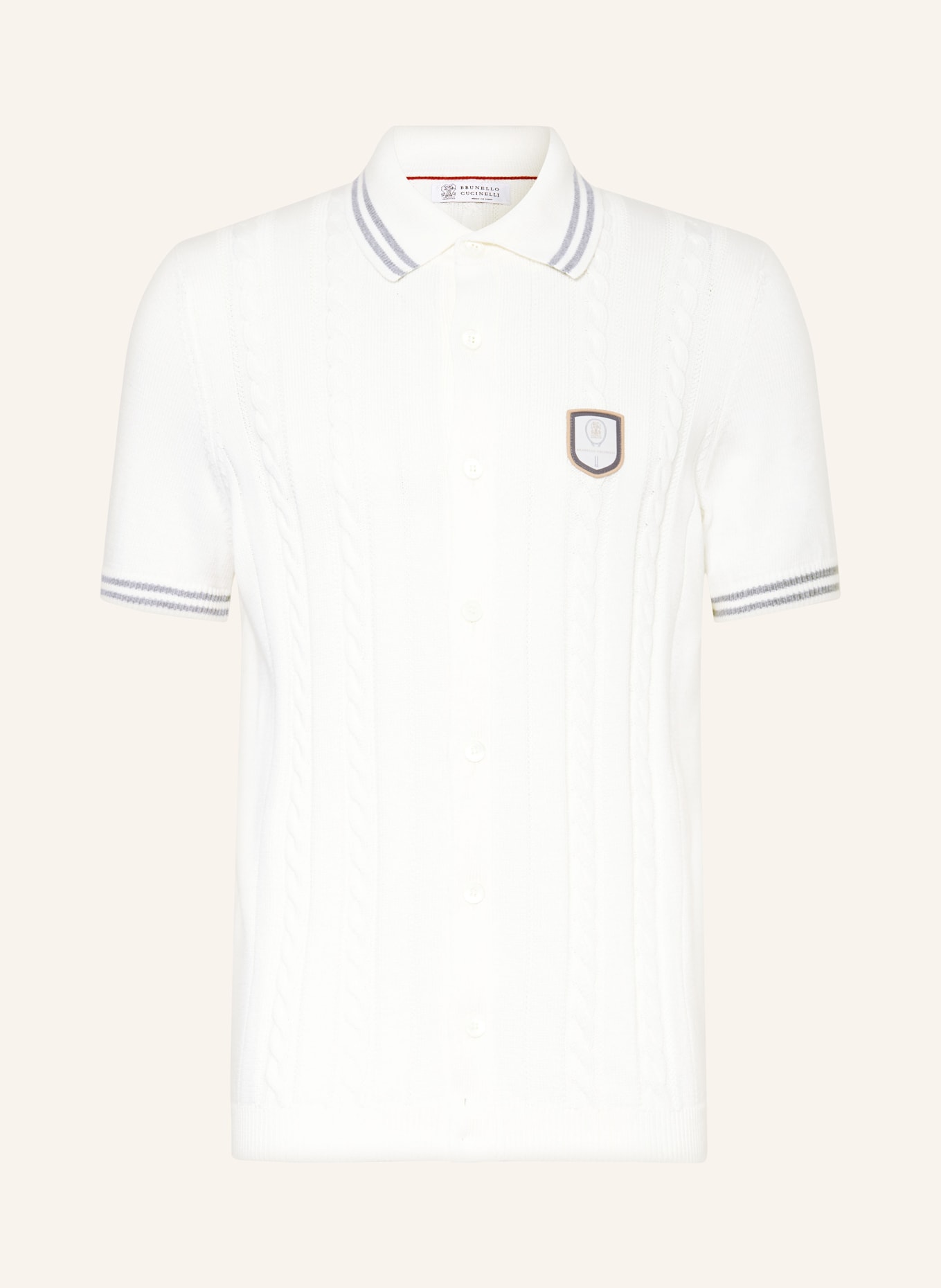 BRUNELLO CUCINELLI Kurzarm-Hemd Regular Fit aus Strick, Farbe: WEISS (Bild 1)