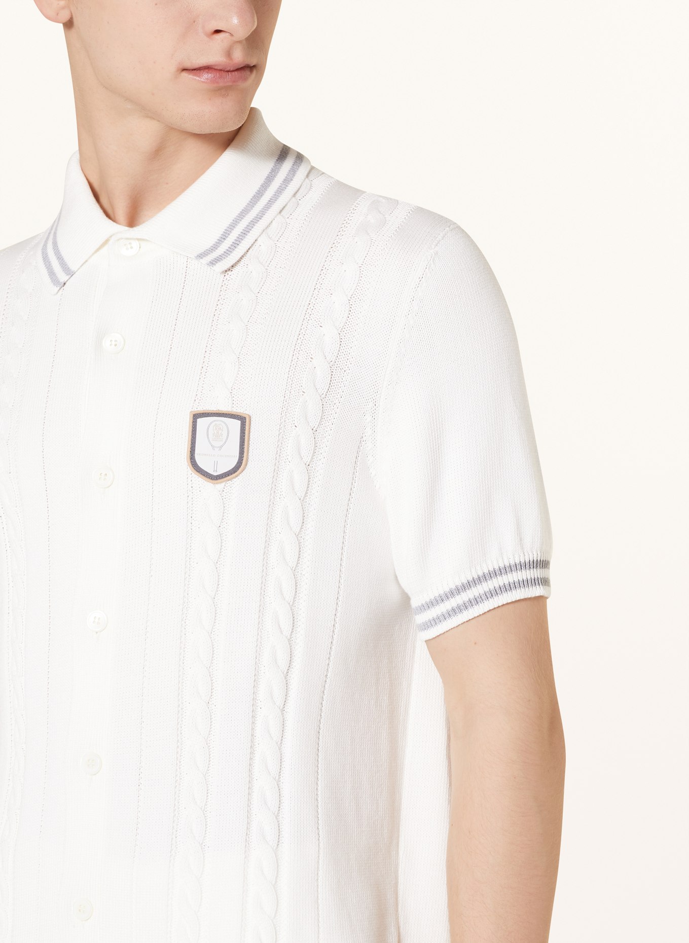 BRUNELLO CUCINELLI Kurzarm-Hemd Regular Fit aus Strick, Farbe: WEISS (Bild 4)