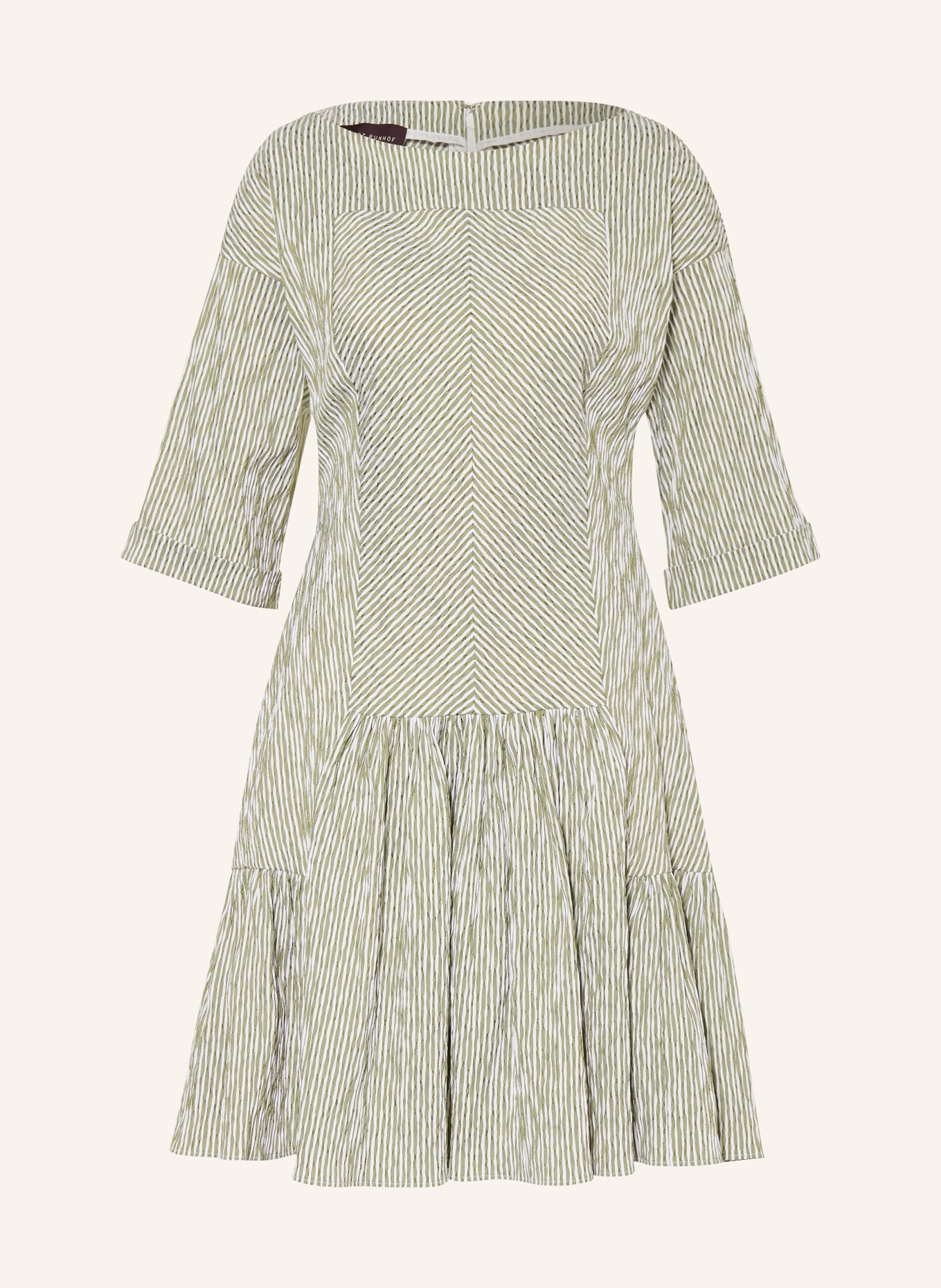TALBOT RUNHOF Dress with 3/4 sleeves, Color: KHAKI/ WHITE (Image 1)