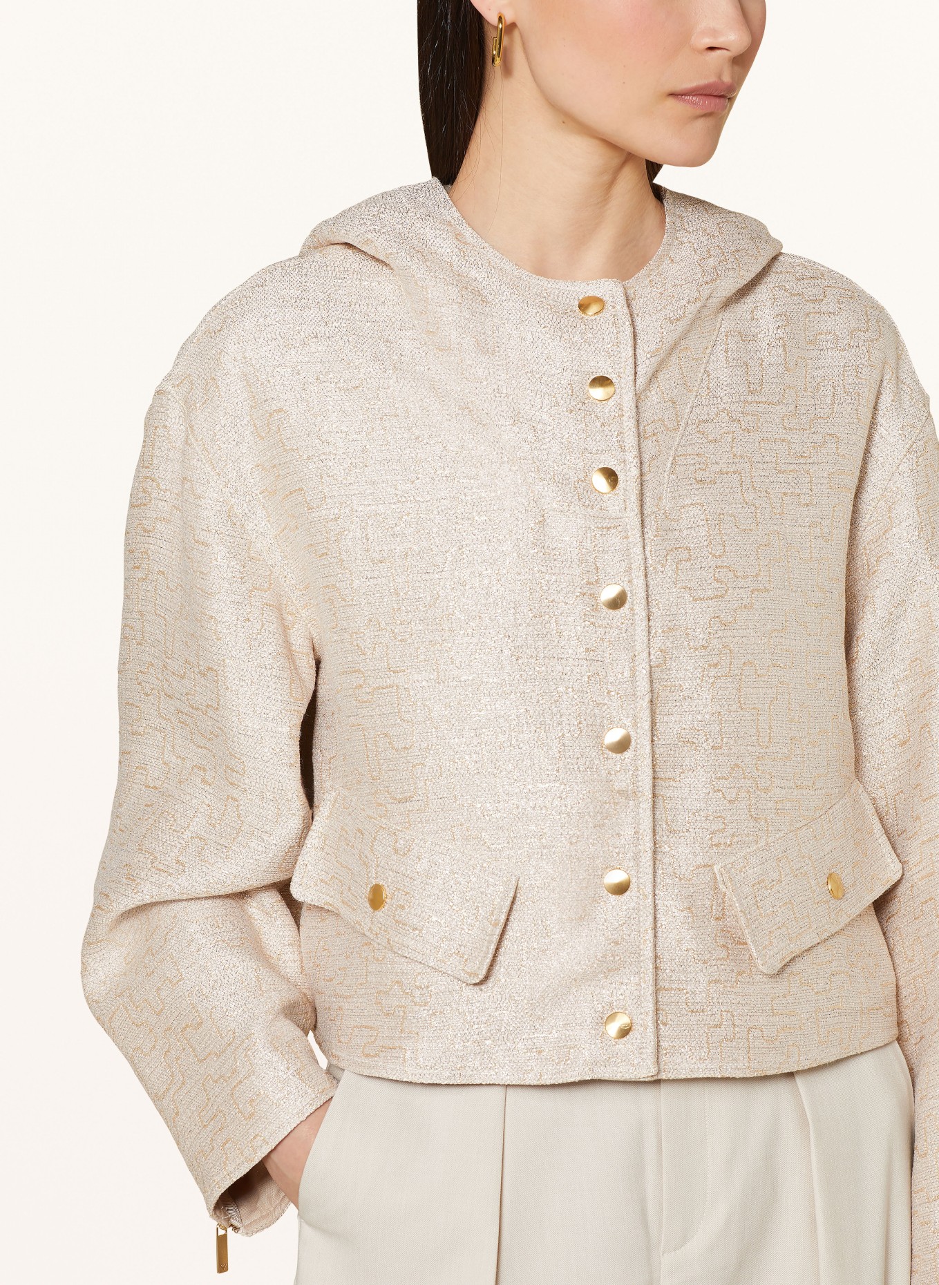 EMPORIO ARMANI Cropped jacket with glitter thread, Color: GOLD (Image 5)