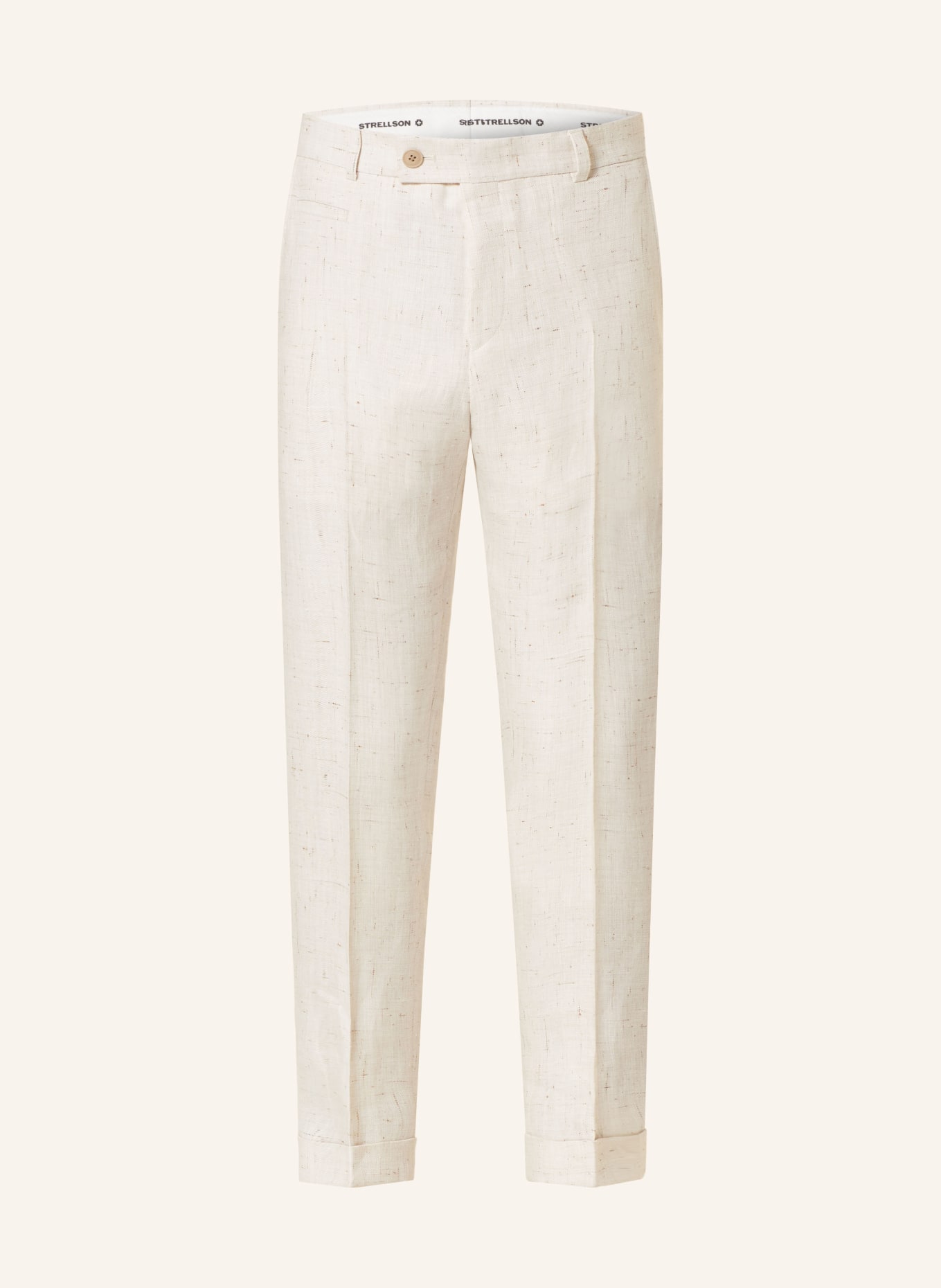 STRELLSON Spodnie garniturowe LUC3 extra slim fit z dodatkiem lnu, Kolor: KREMOWY (Obrazek 1)