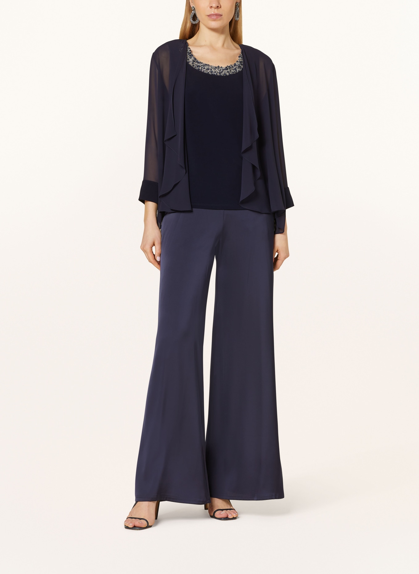 Joseph Ribkoff SIGNATURE Set: Blouse top with decorative beads and jacket, Color: DARK BLUE (Image 2)