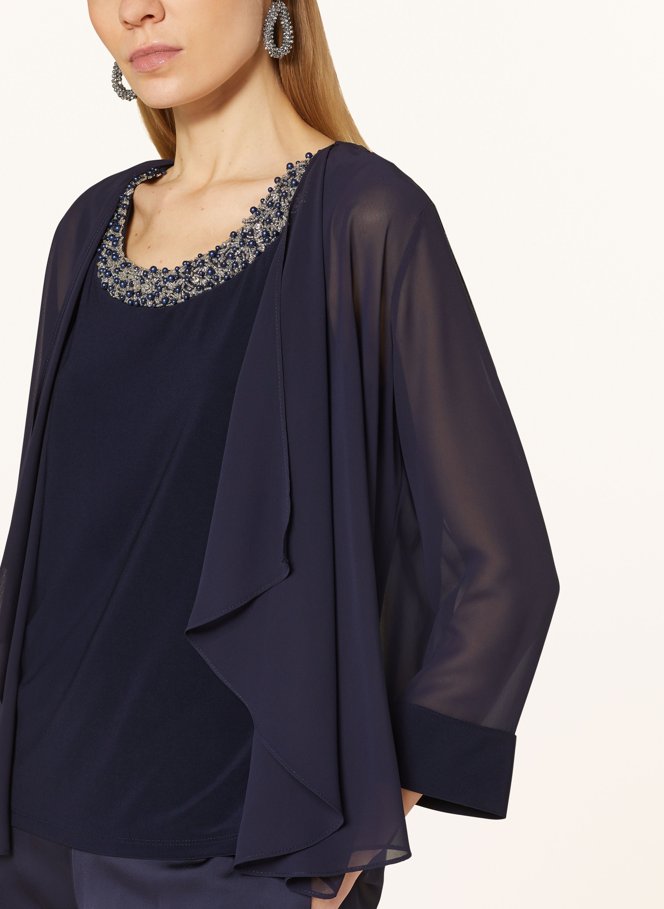 Joseph Ribkoff SIGNATURE Set: Blouse top with decorative beads and jacket, Color: DARK BLUE (Image 4)
