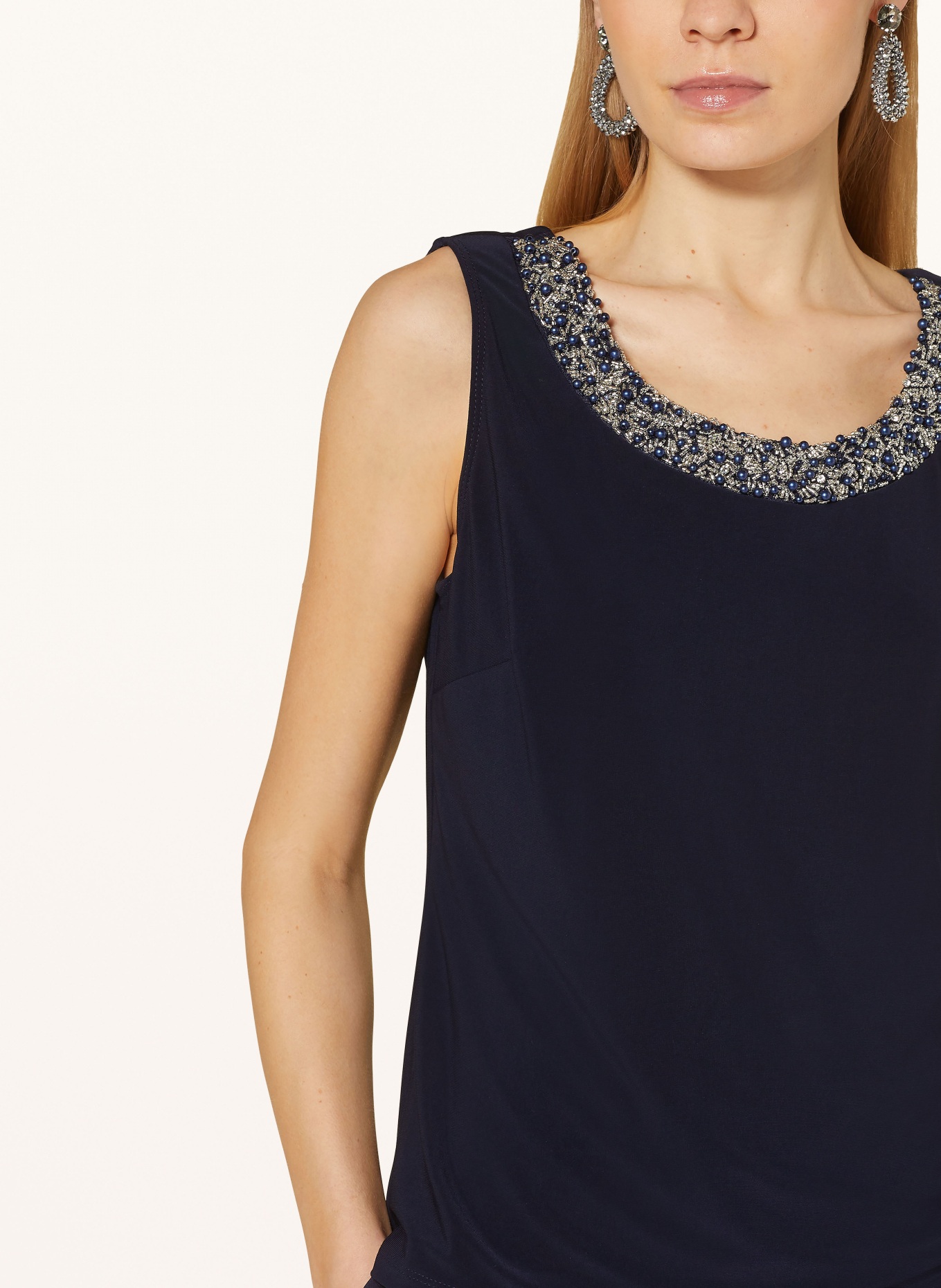 Joseph Ribkoff SIGNATURE Set: Blouse top with decorative beads and jacket, Color: DARK BLUE (Image 5)