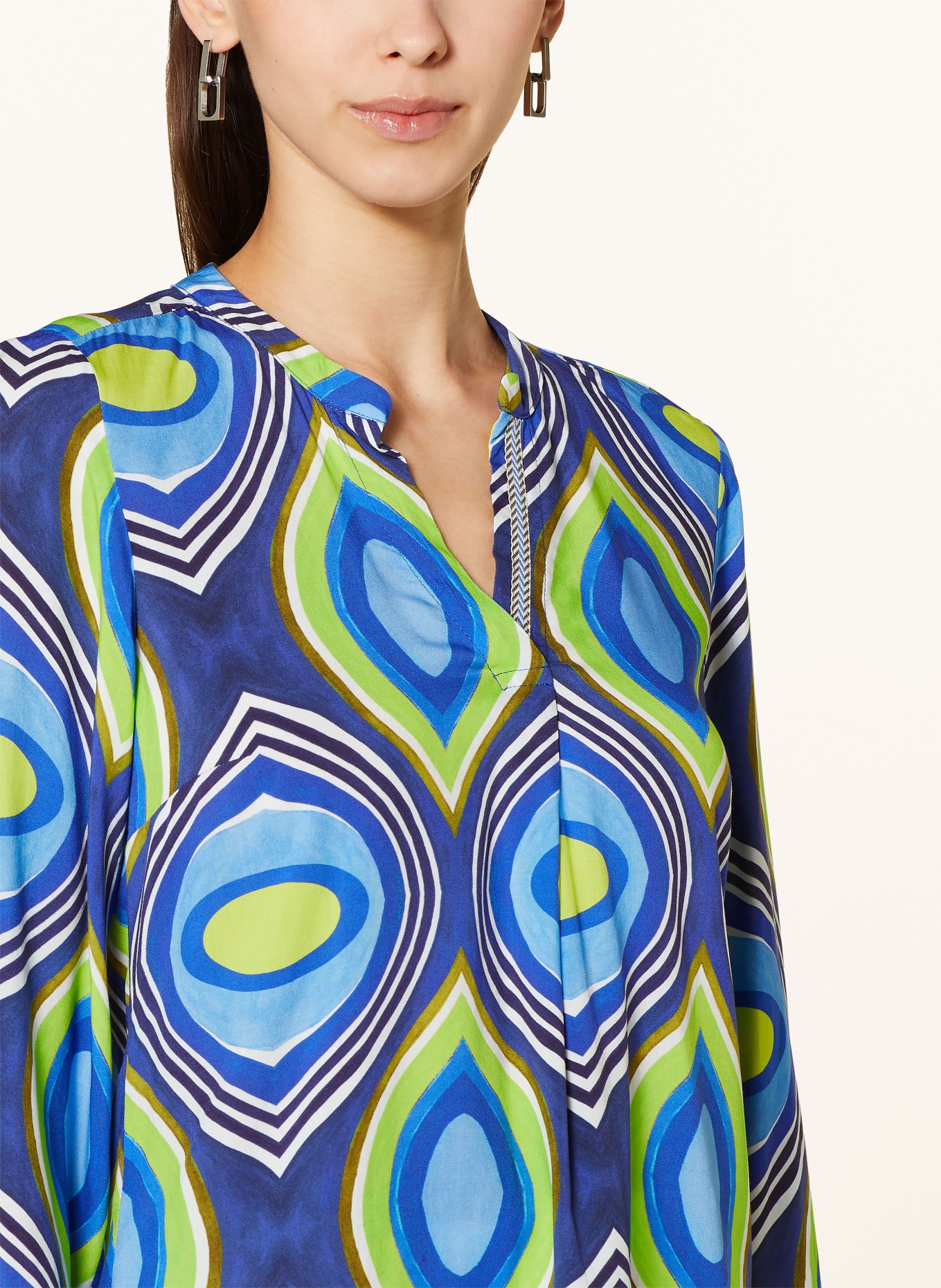 Emily VAN DEN BERGH Shirt blouse, Color: NEON GREEN/ BLUE/ BEIGE (Image 4)