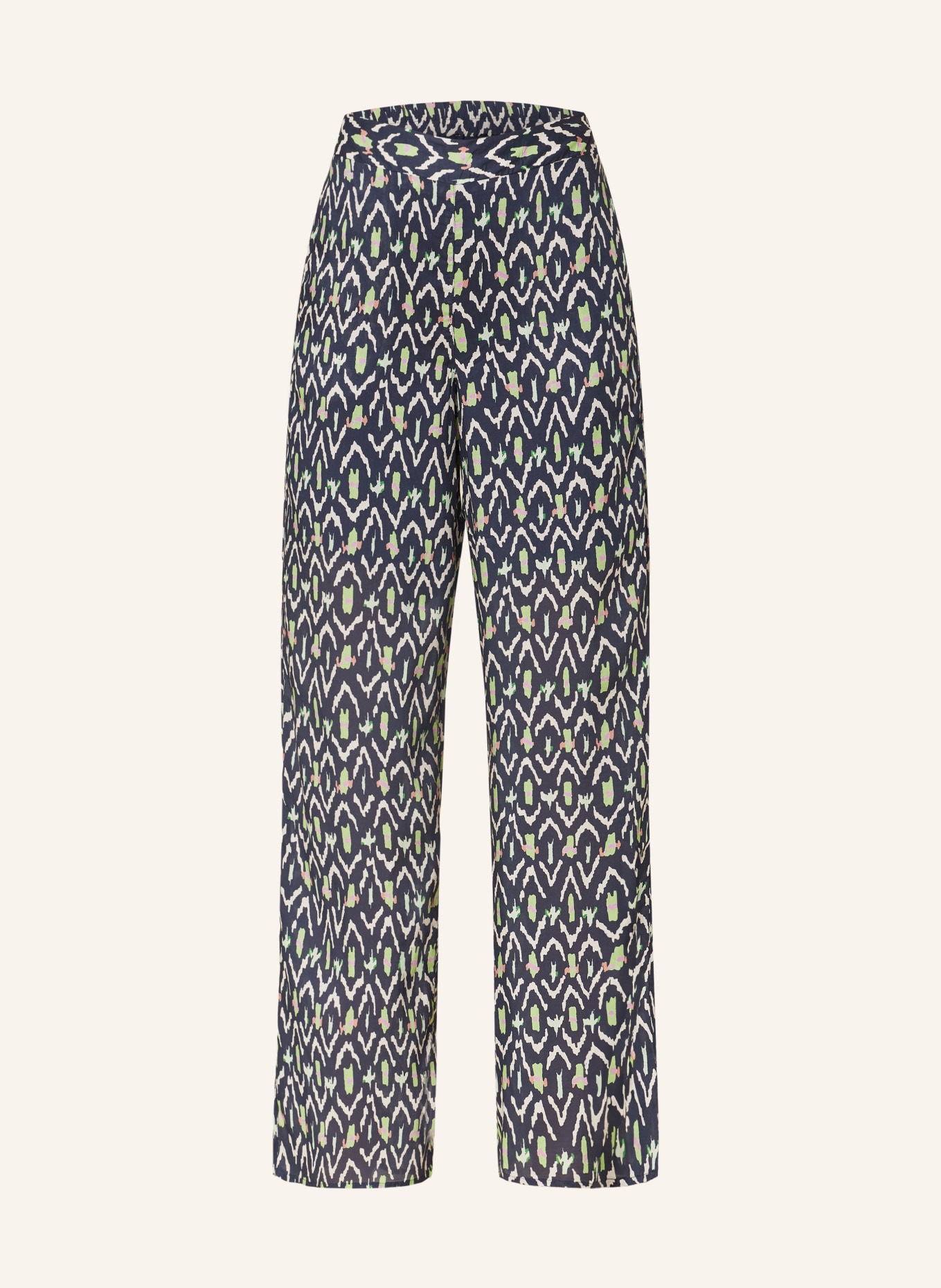 LANIUS Trousers with silk, Color: DARK BLUE/ BEIGE/ LIGHT GREEN (Image 1)
