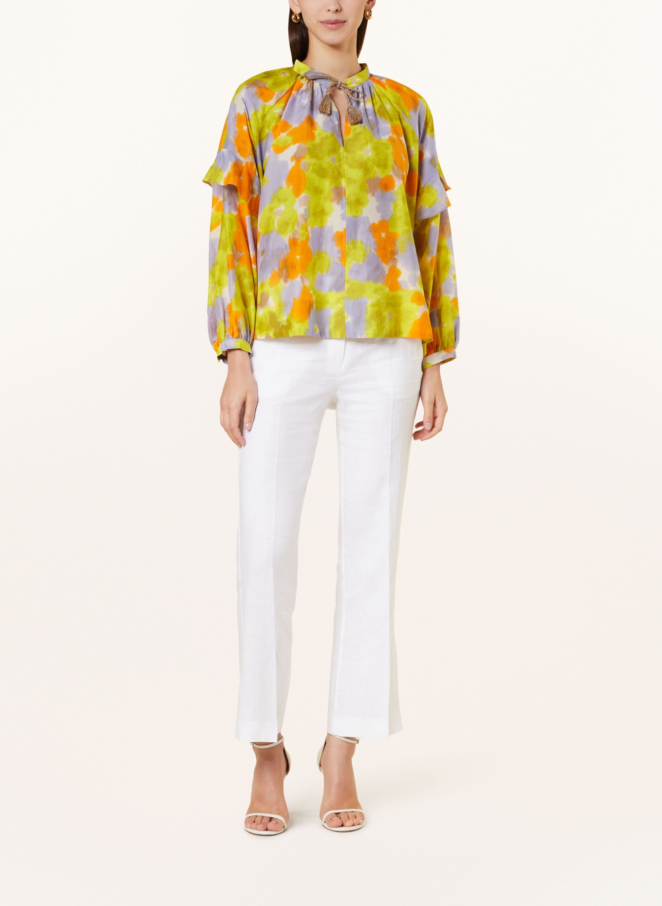 MARELLA Shirt blouse MODANE with silk, Color: LIGHT PURPLE/ YELLOW/ NEON ORANGE (Image 2)