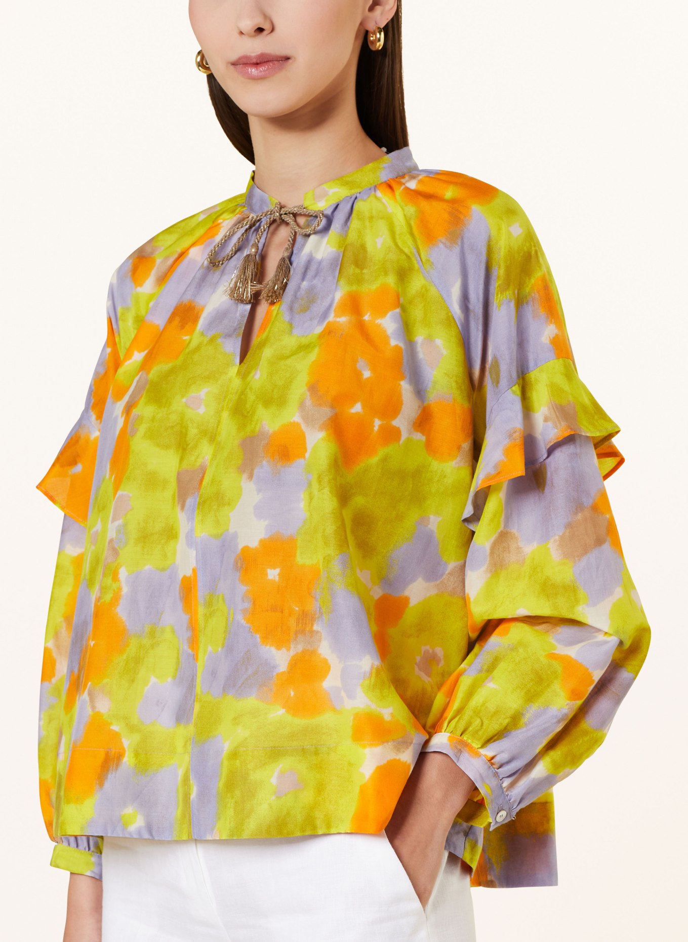 MARELLA Bluzka MODANE z dodatkiem jedwabiu, Kolor: JASNOFIOLETOWY/ ŻÓŁTY/ JASKRAWY POMARAŃCZOWY (Obrazek 4)