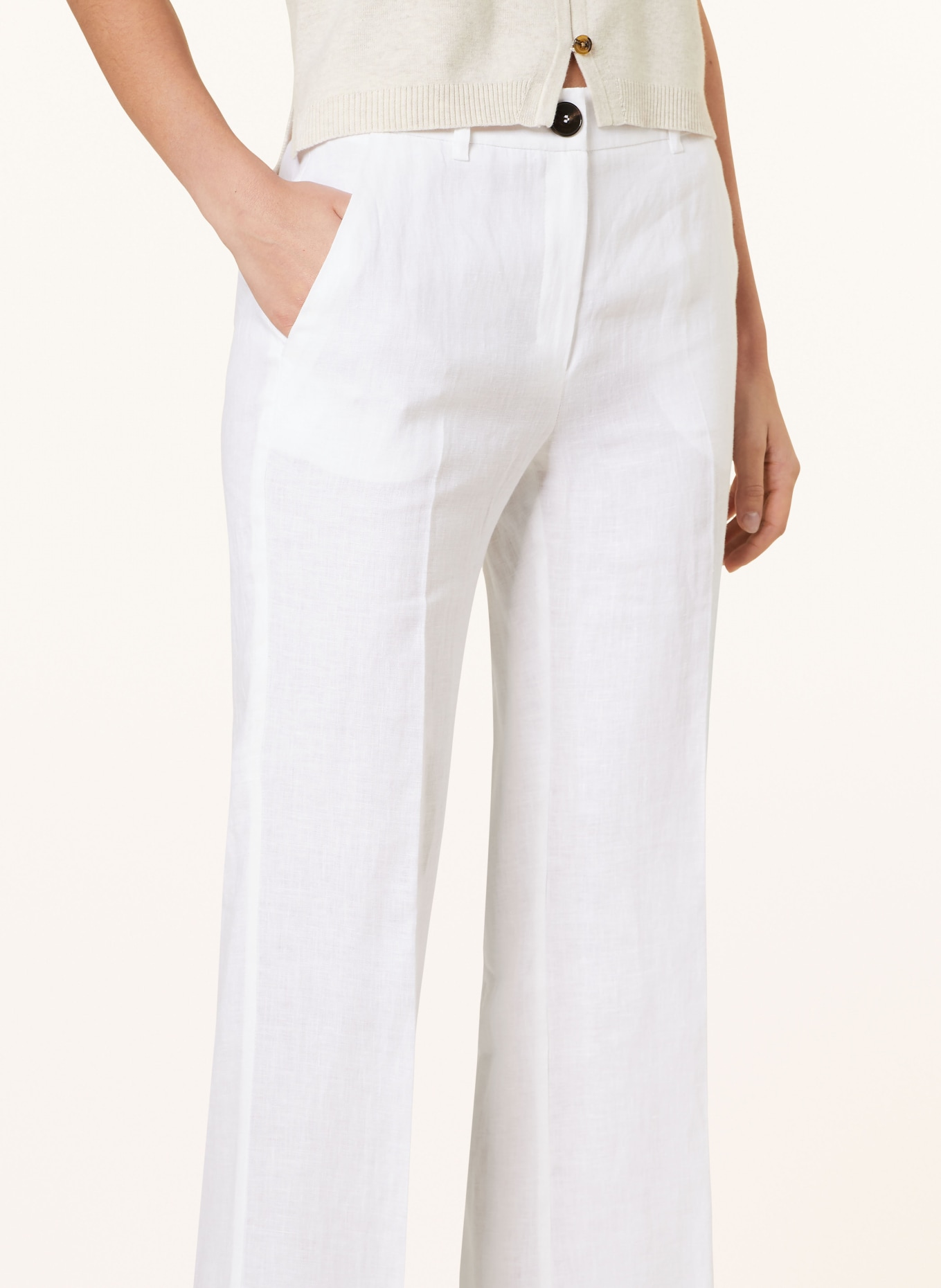 MARELLA Linen trousers MUSCHIO, Color: WHITE (Image 5)