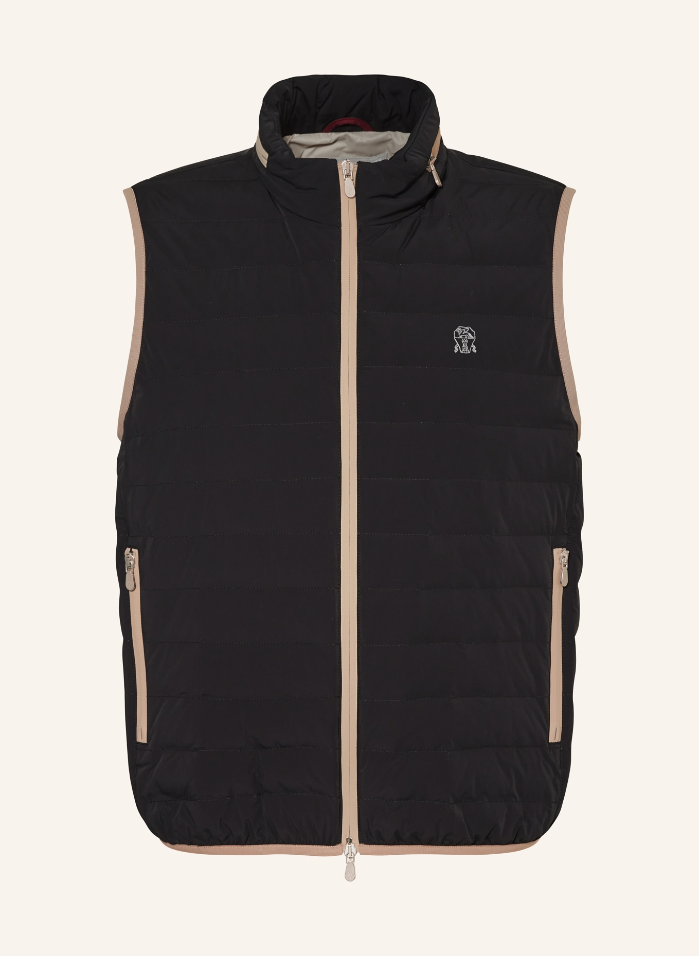 BRUNELLO CUCINELLI Down vest, Color: BLACK/ BEIGE (Image 1)