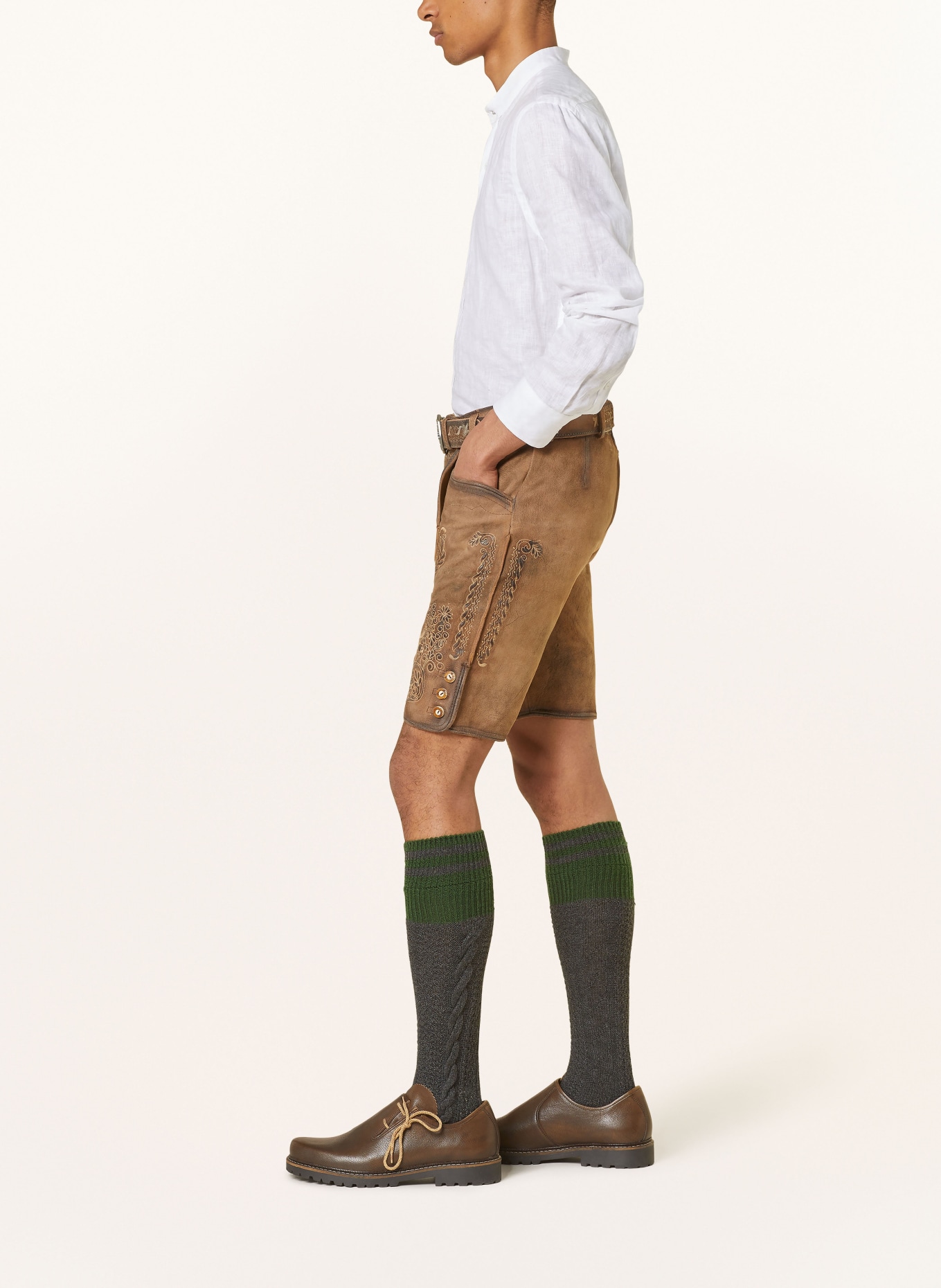 HIRSCHER Spodnie skórzane w stylu ludowym SAALBACH, Kolor: BRĄZOWY (Obrazek 4)