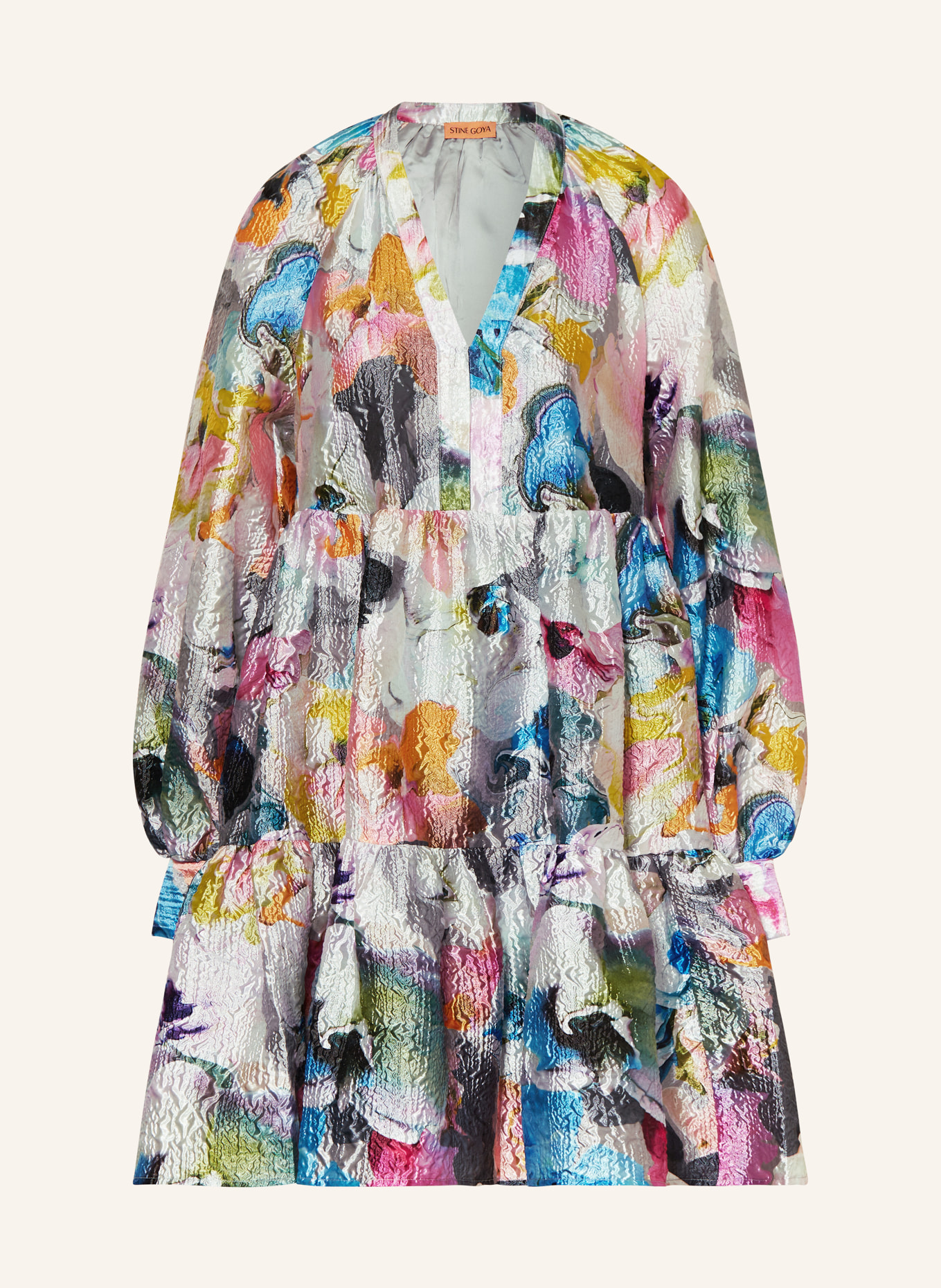 STINE GOYA Kleid JASMINE, Farbe: BLAU/ PINK/ NEONGELB (Bild 1)