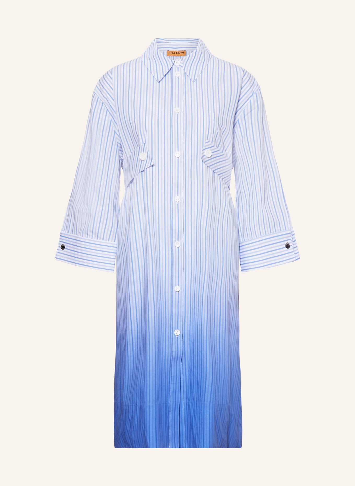 STINE GOYA Košilové šaty RIONNA s 3/4 rukávem, Barva: TMAVĚ MODRÁ/ BÍLÁ (Obrázek 1)